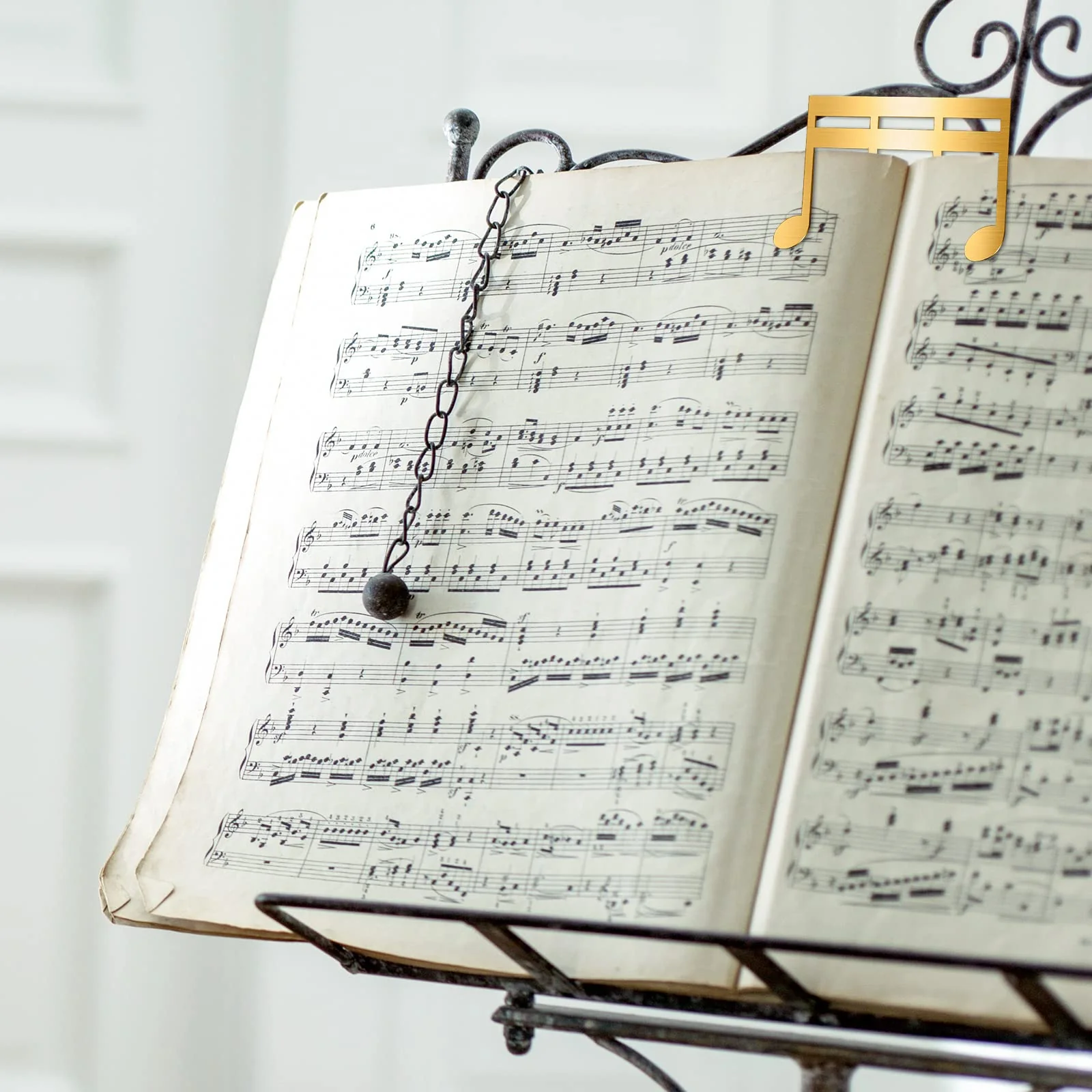 2 Pcs Metal Music Book Clip and Page Holder, Book Clip for Reading, Piano Sheet Music Holders Sheet Music Holders for Piano, Keyboard, Stands, and Books (Gold) Gold - Image 7