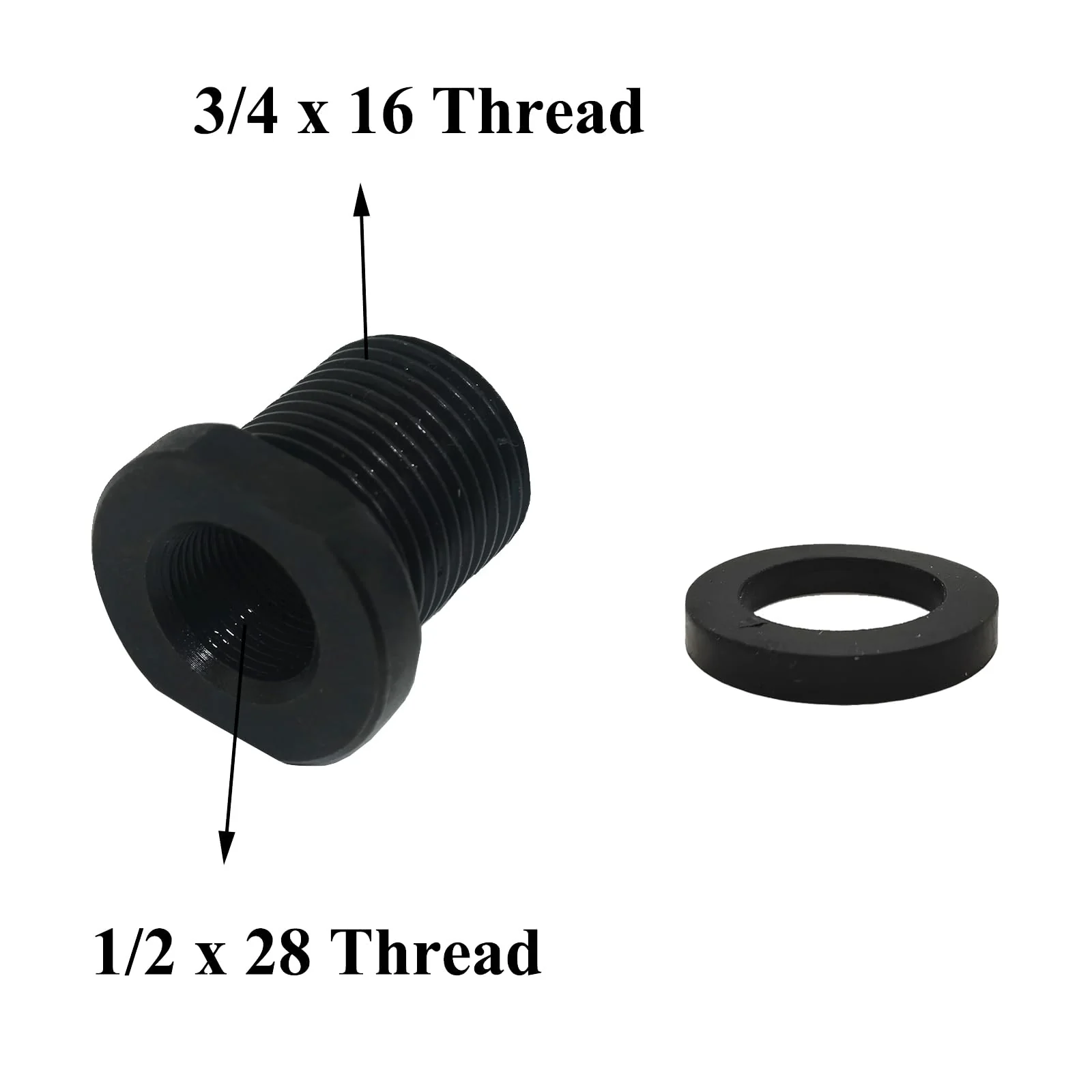 2 Pcs Thread Adapters and Washers, 1/2 * 28-3/4 * 16, Black - Image 6