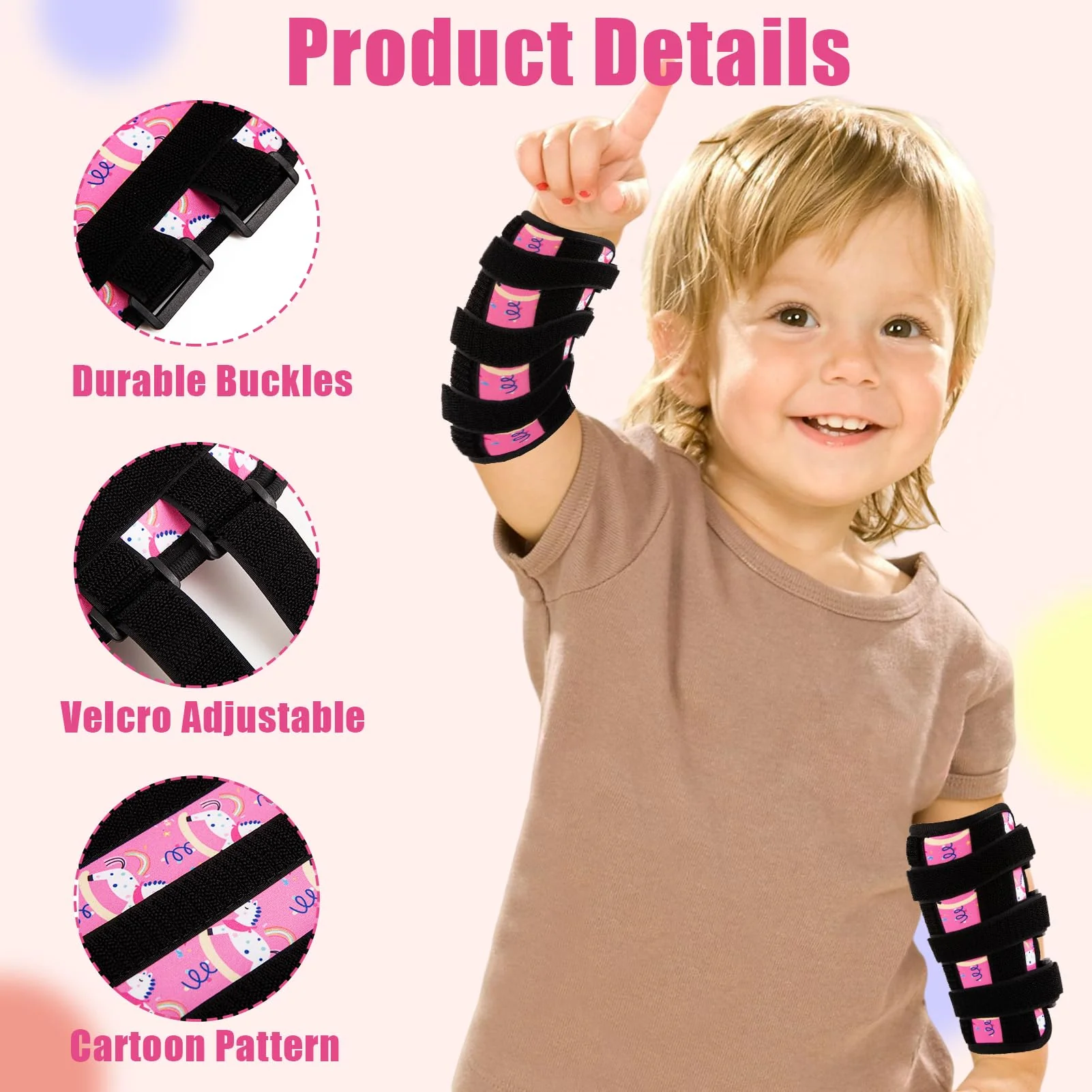 2 Pcs Thumb Sucking Deterrent, Pink Lamb Elbow Thumb Guard for Thumb Sucking, Nail Biting Treatment for Kids Prevention Anti Nose Picking for Boys Girls Finger Sucking Preven - Image 3