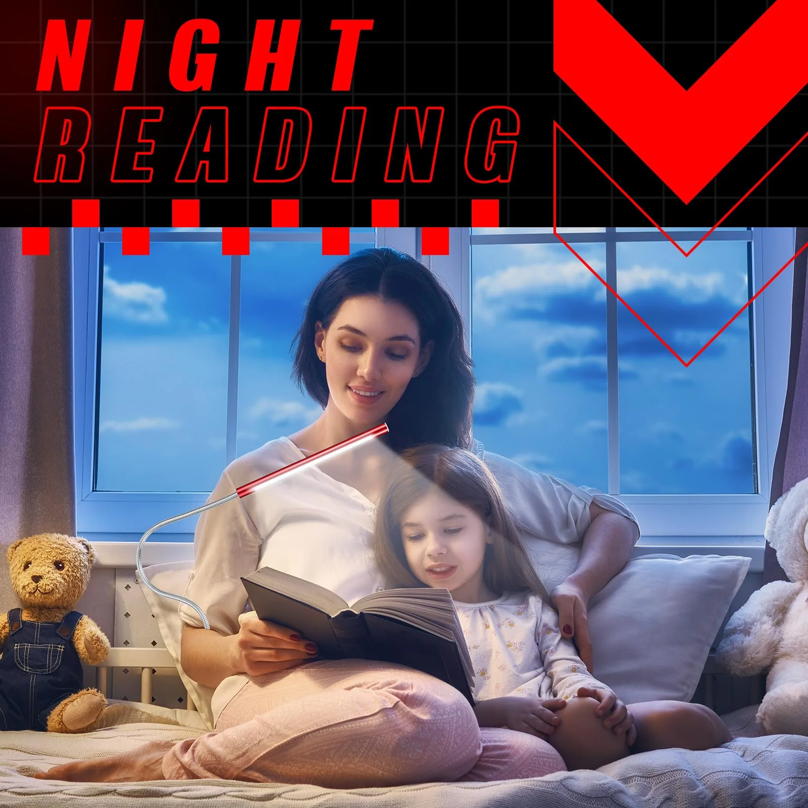2 Pcs USB Reading Lamps with 10 LED Bead Brightness Dimmable Setting Flexible USB Keyboard Light USB Lamp for Desktop Notebook Laptop Computer, On/Off Touch Switch, Black and Red Black, Red - Image 7