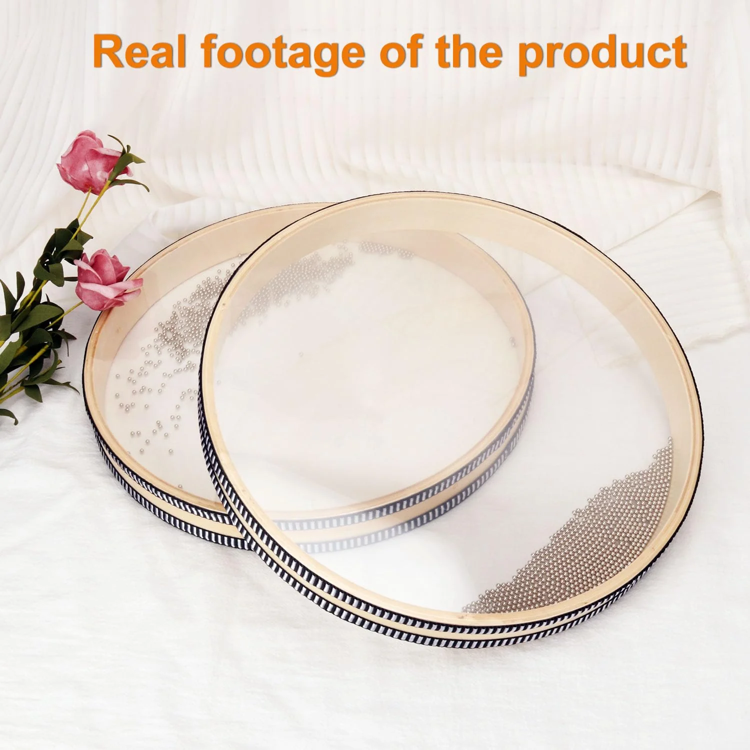 2 PCS Wave Bead Ocean Drum, 12 Inch Percussion Wave Drum, Authentic Sea Sound Drum, Shell Ocean Sound Drum for Sound Healing, Home Supplies - Image 4