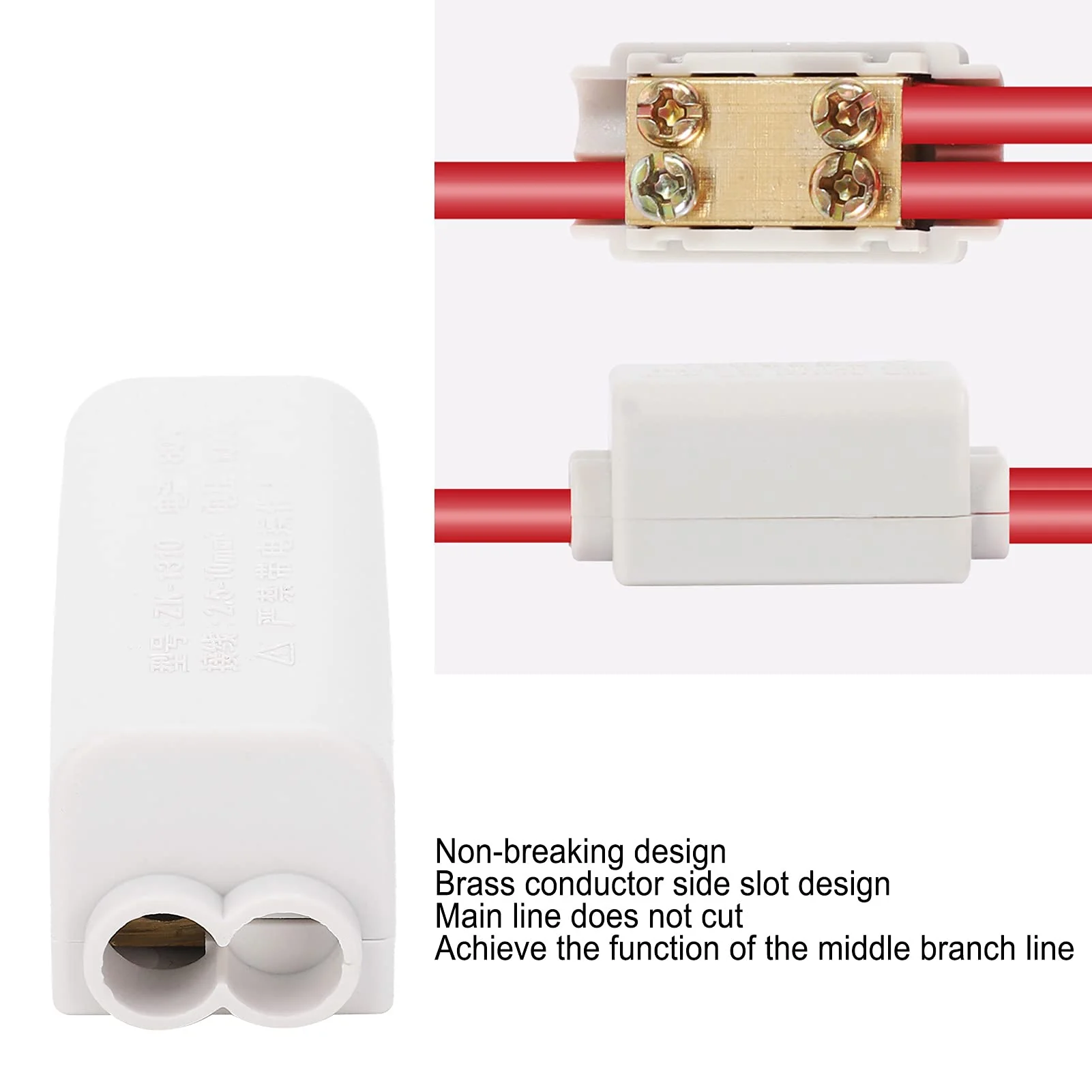 2-Piece Terminal Blocks High Performance Main Divider T Shape 1-in-2-Out Wiring Terminal Block Quick Splice Terminal Blocks Cable Connection Zk-1310 1000V 80A with Insulation Shell - Image 3