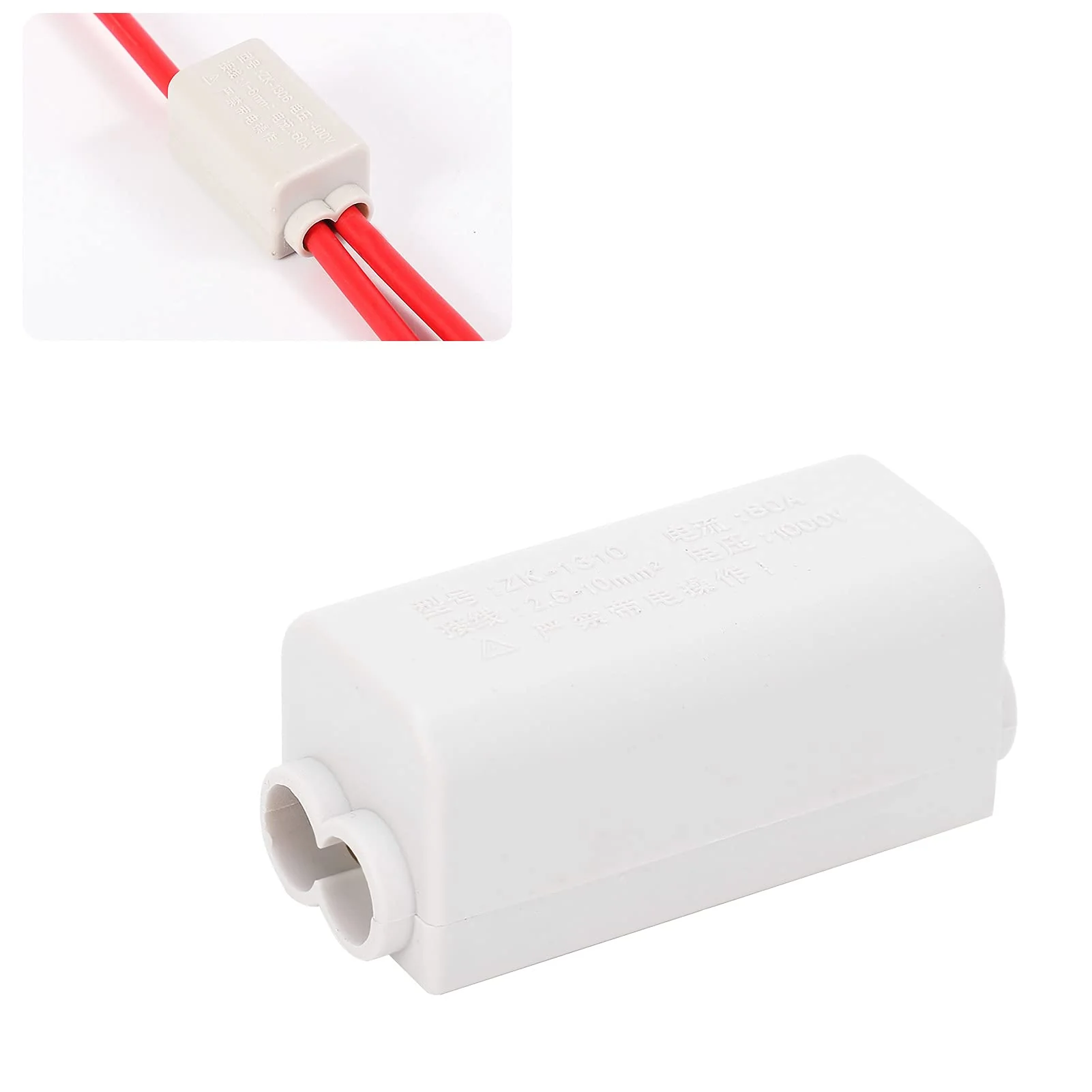 2-Piece Terminal Blocks High Performance Main Divider T Shape 1-in-2-Out Wiring Terminal Block Quick Splice Terminal Blocks Cable Connection Zk-1310 1000V 80A with Insulation Shell - Image 7