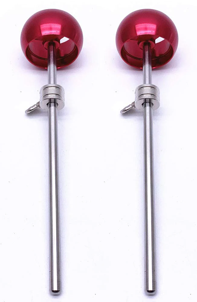 2 Pieces Bass Drum Pedal Beater Aluminum Alloy Hammer Head Percussion Instrument Accessory Part Red 1