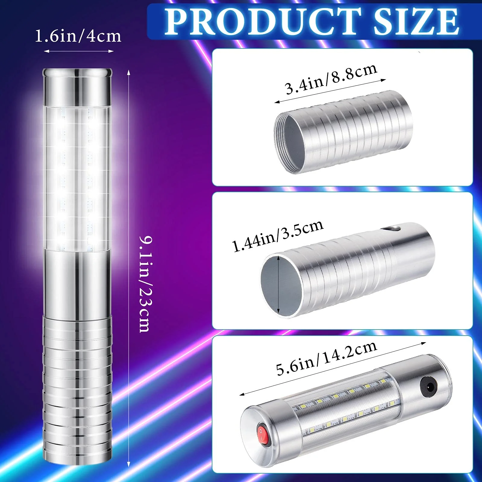 2 Pieces LED Strobe Baton Light LED Bottle Service Light Reusable LED Light Champagne Bottle Handheld Light for Party Concert Event Outdoor (Silver, White Light) Silver, White Light - Image 2