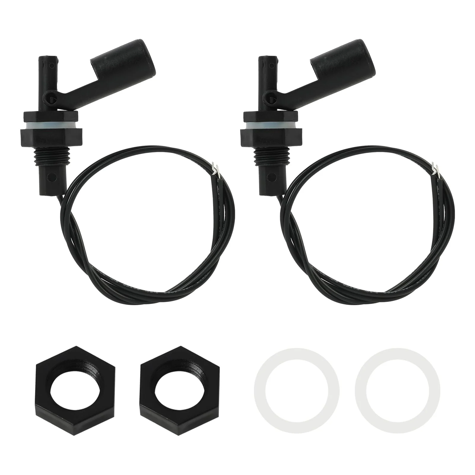 2 Pieces Water Level Sensor, Side Mounted Liquid Float Switch with Spring Wire Connector, PP Level Switch for Tank, Pool, Aquarium, Water Level Sensor for Hydroponics, Garden