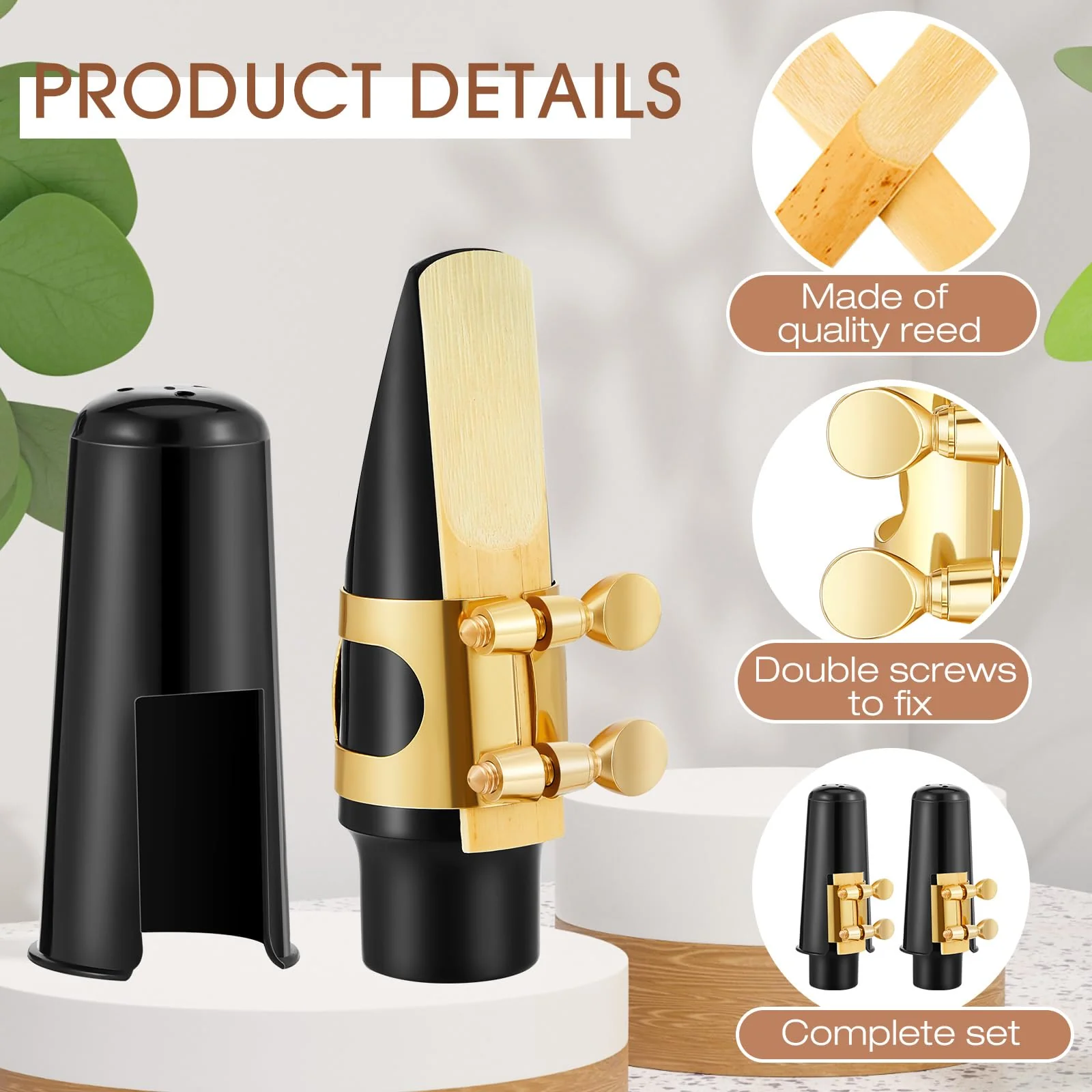 2 Sets Alto Saxophone Mouthpiece Alto Sax Mouthpiece Kit with Gold Alto Sax Ligature Plastic Cap Alto Saxophone Reeds 2.5 Strength Reeds for Alto Saxophone Use Replacement Supply - Image 3