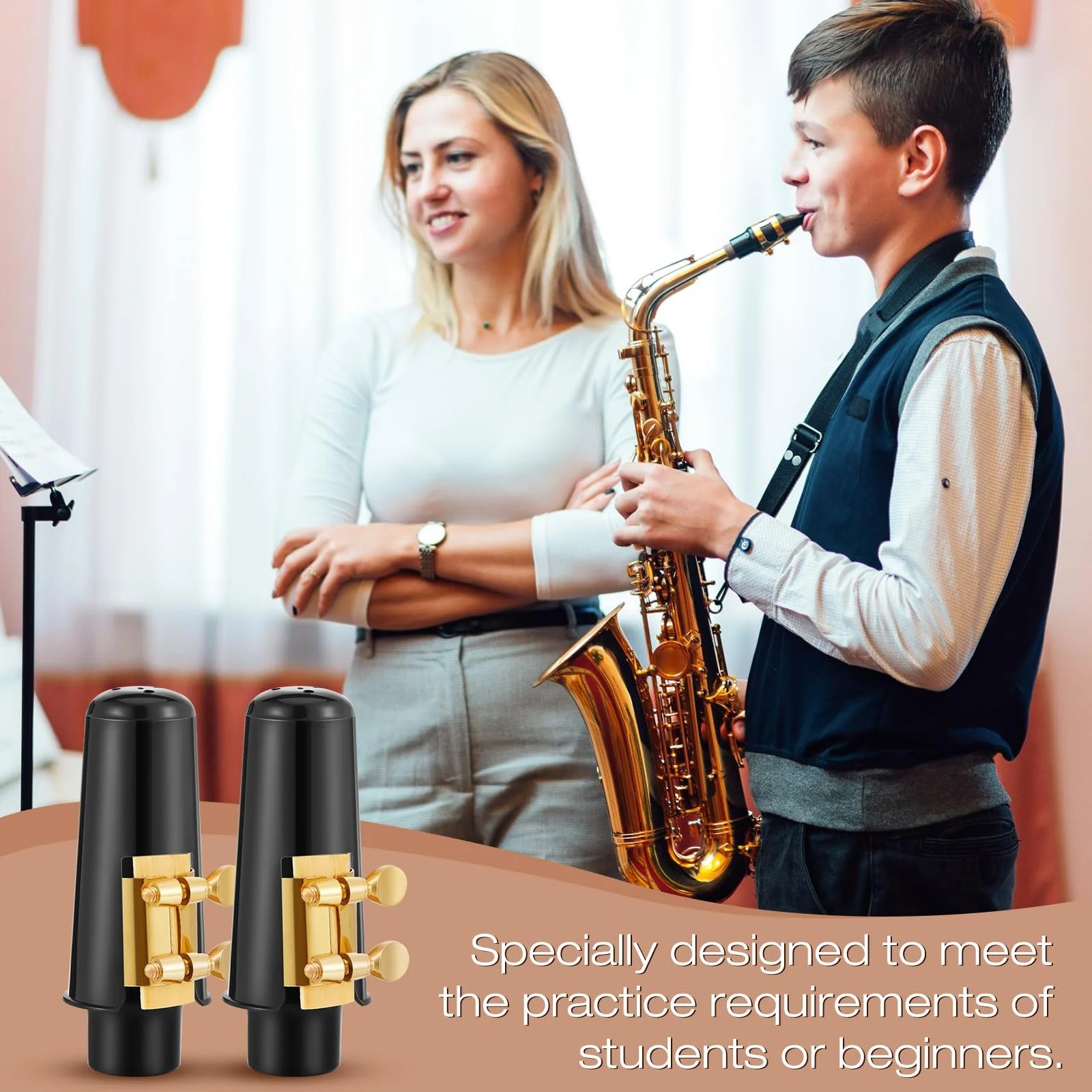2 Sets Alto Saxophone Mouthpiece Alto Sax Mouthpiece Kit with Gold Alto Sax Ligature Plastic Cap Alto Saxophone Reeds 2.5 Strength Reeds for Alto Saxophone Use Replacement Supply - Image 6