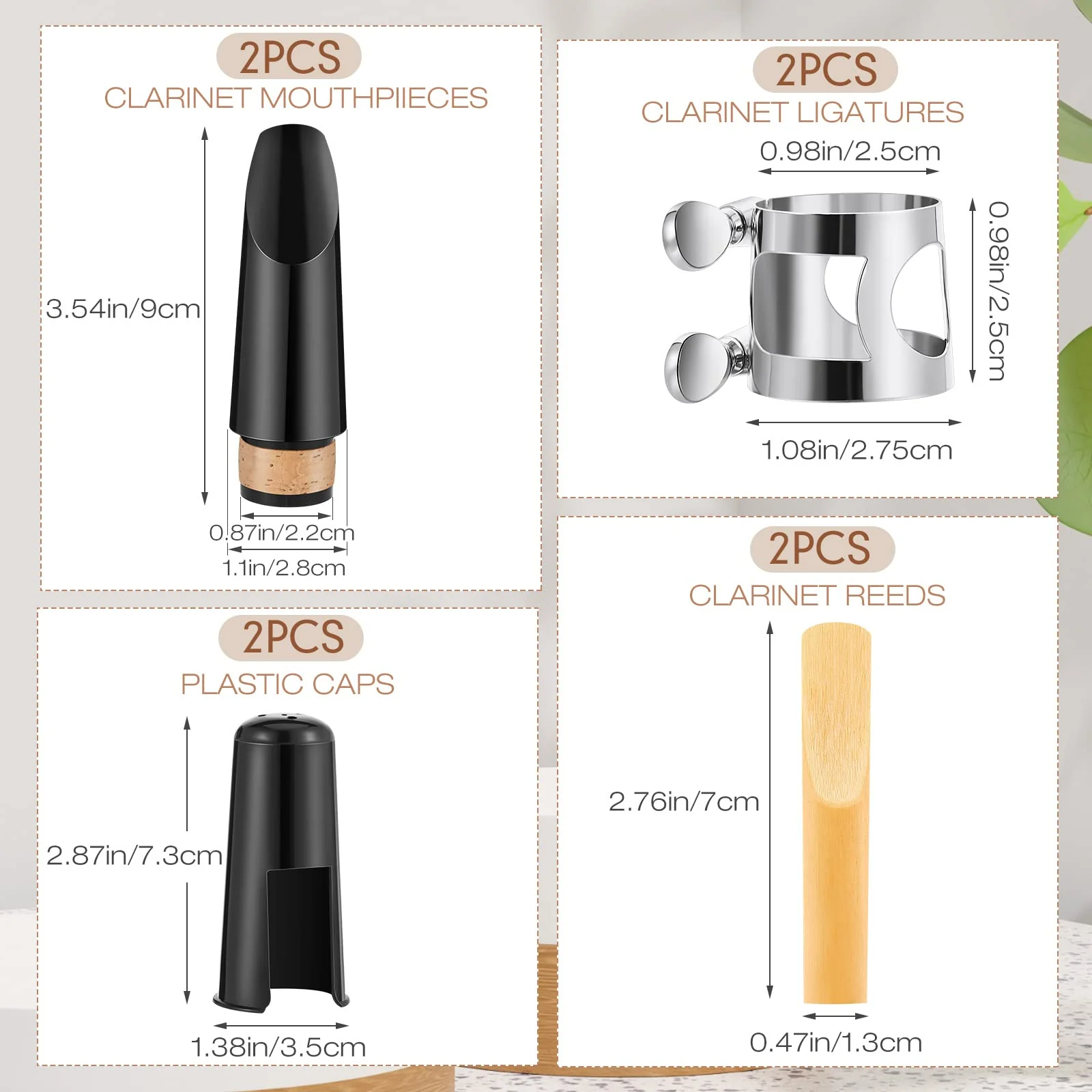 2 Sets Clarinet Mouthpiece Clarinet Reeds 2.5 Clarinet Mouthpiece Kit with Clarinet Ligature Plastic Cap Bb Clarinet Reeds 2.5 Strength Reeds for Clarinet Use Replacement Supply - Image 2