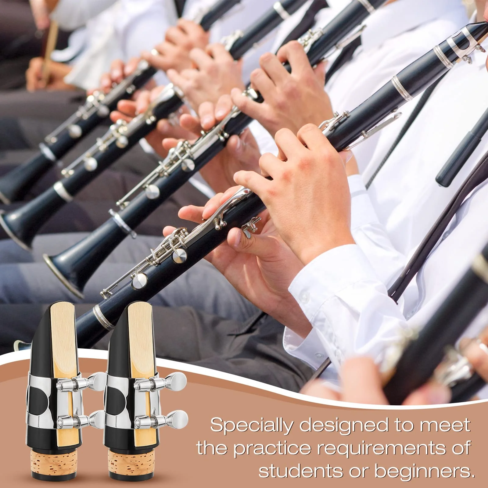 2 Sets Clarinet Mouthpiece Clarinet Reeds 2.5 Clarinet Mouthpiece Kit with Clarinet Ligature Plastic Cap Bb Clarinet Reeds 2.5 Strength Reeds for Clarinet Use Replacement Supply - Image 5