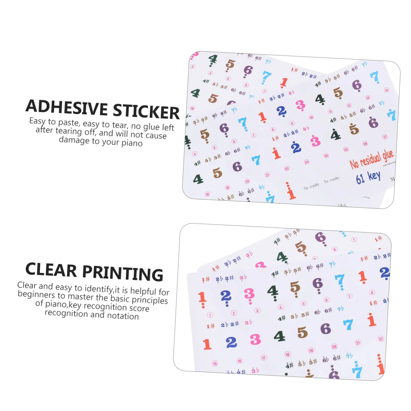 2 Sheets 61 Key Keyboard Stickers Letter Stickers Piano Letter Stickers for Keys Sticker by Numbers Piano Stickers for Keys Piano Decals Piano Accessories Music Instrument Supplies - Image 3