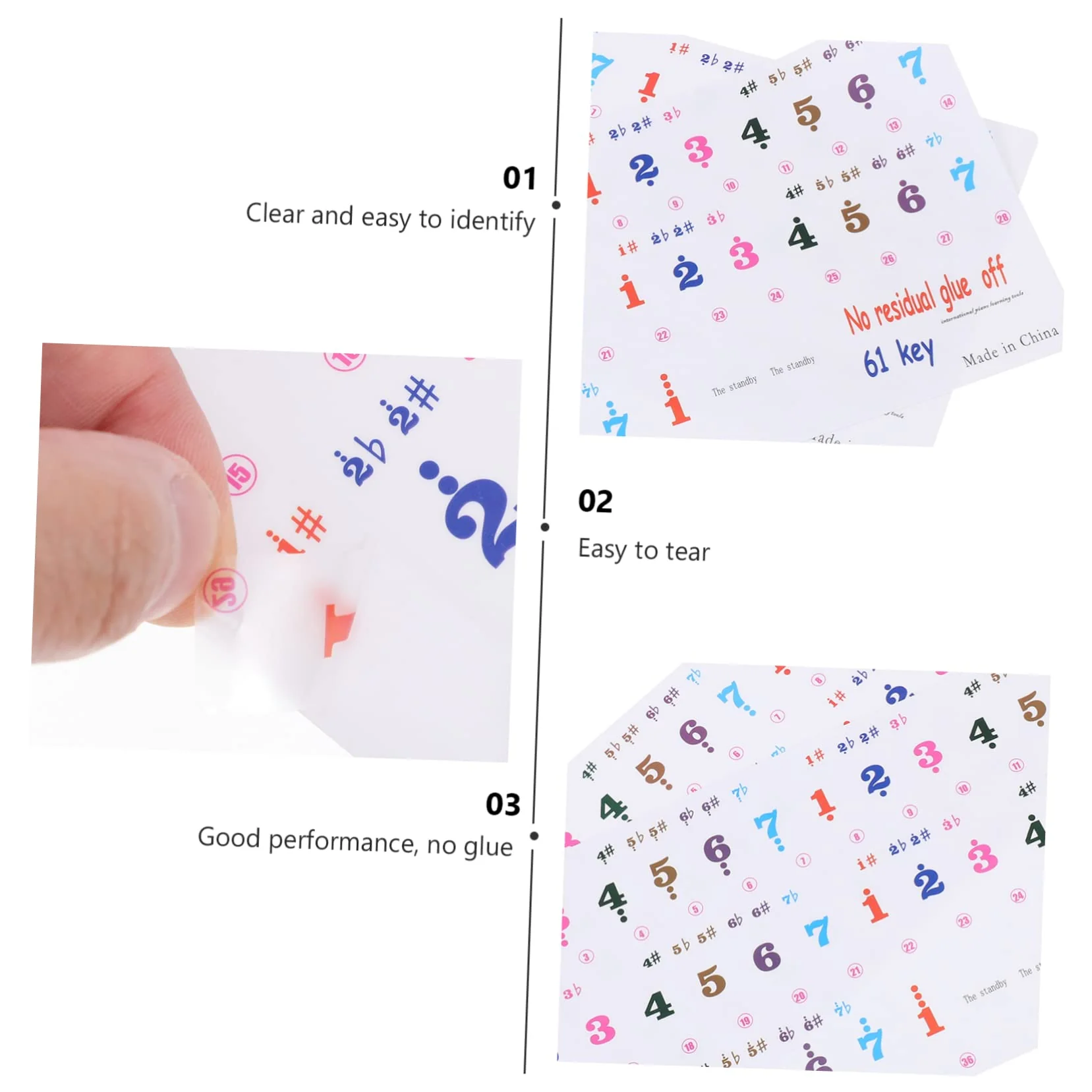 2 Sheets 61 Key Keyboard Stickers Letter Stickers Piano Letter Stickers for Keys Sticker by Numbers Piano Stickers for Keys Piano Decals Piano Accessories Music Instrument Supplies - Image 4