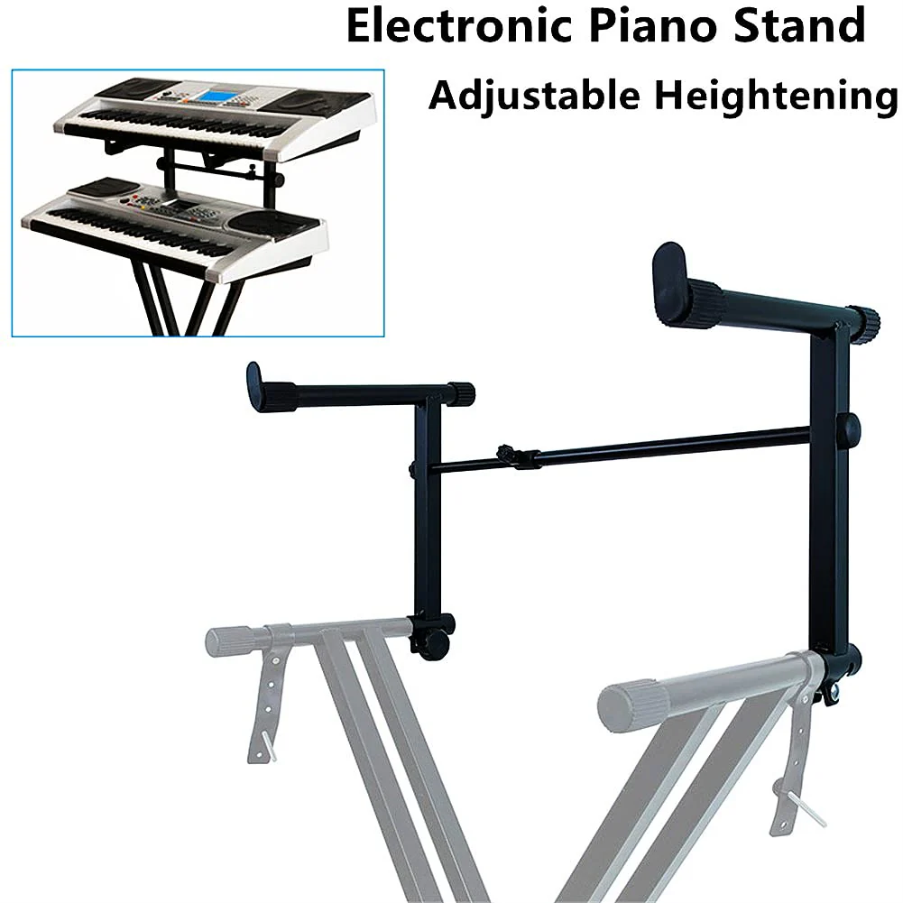 2 Tier Keyboard Stand Attachment Adjustable Electric Digital Piano Stand for 54 - 88 Key Music Keyboards Rack Holder Adjustable Width 15-27 inch Music Instrument Accessories - Image 7