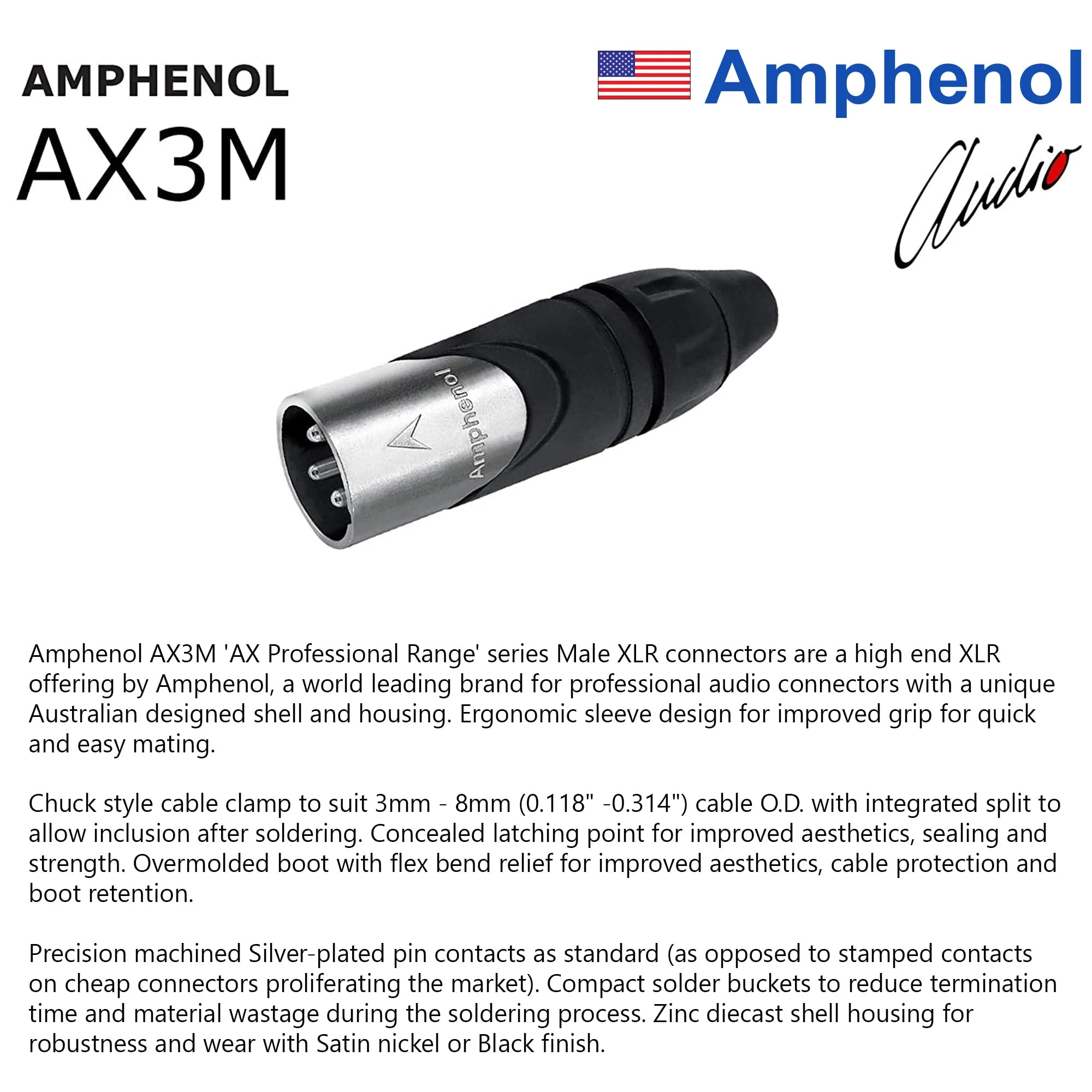 2 Units - 1 Foot - WBC-PRO-Quad Ultra-Silent Ultra-Flexible Balanced Star-Quad Cable with Amphenol Male & Female XLR Plugs & Black Tweed Jacket - Image 6