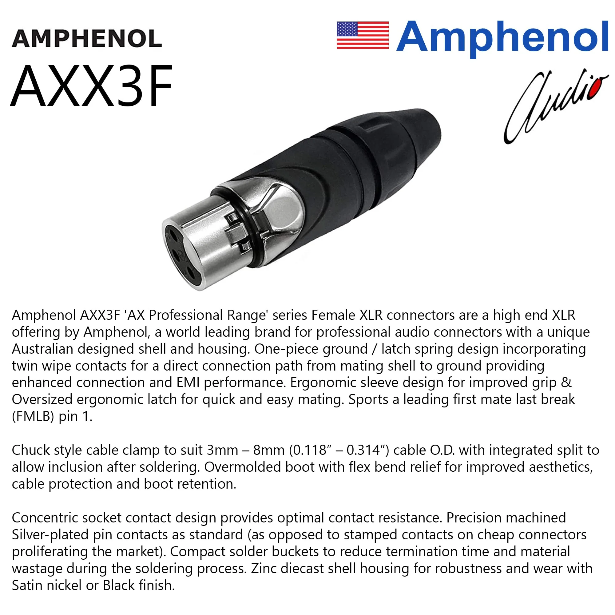 2 Units - 3 Foot - WBC-PRO-Quad Ultra-Silent Ultra-Flexible Balanced Star-Quad Cable with Amphenol Male & Female XLR Plugs & Black Tweed Jacket - Image 6