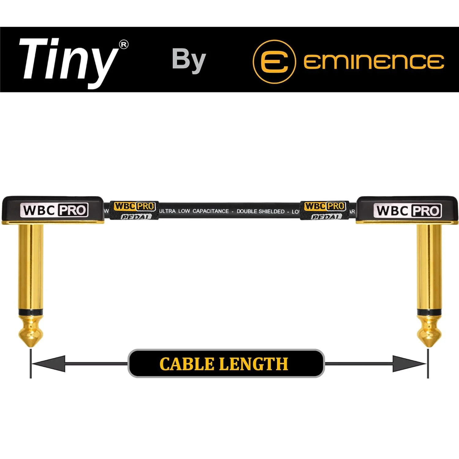 2 Units - 30 Inch - WBC-PRO-Pedal – 22 AWG - Low-Cap (18pF/ft) – Pro-Grade – Graphite-Based - Dual-Shielded Pedal, Effects, Patch, Instrument Cable with Eminence Tiny Gold Plated Angled TS Connectors - Image 6