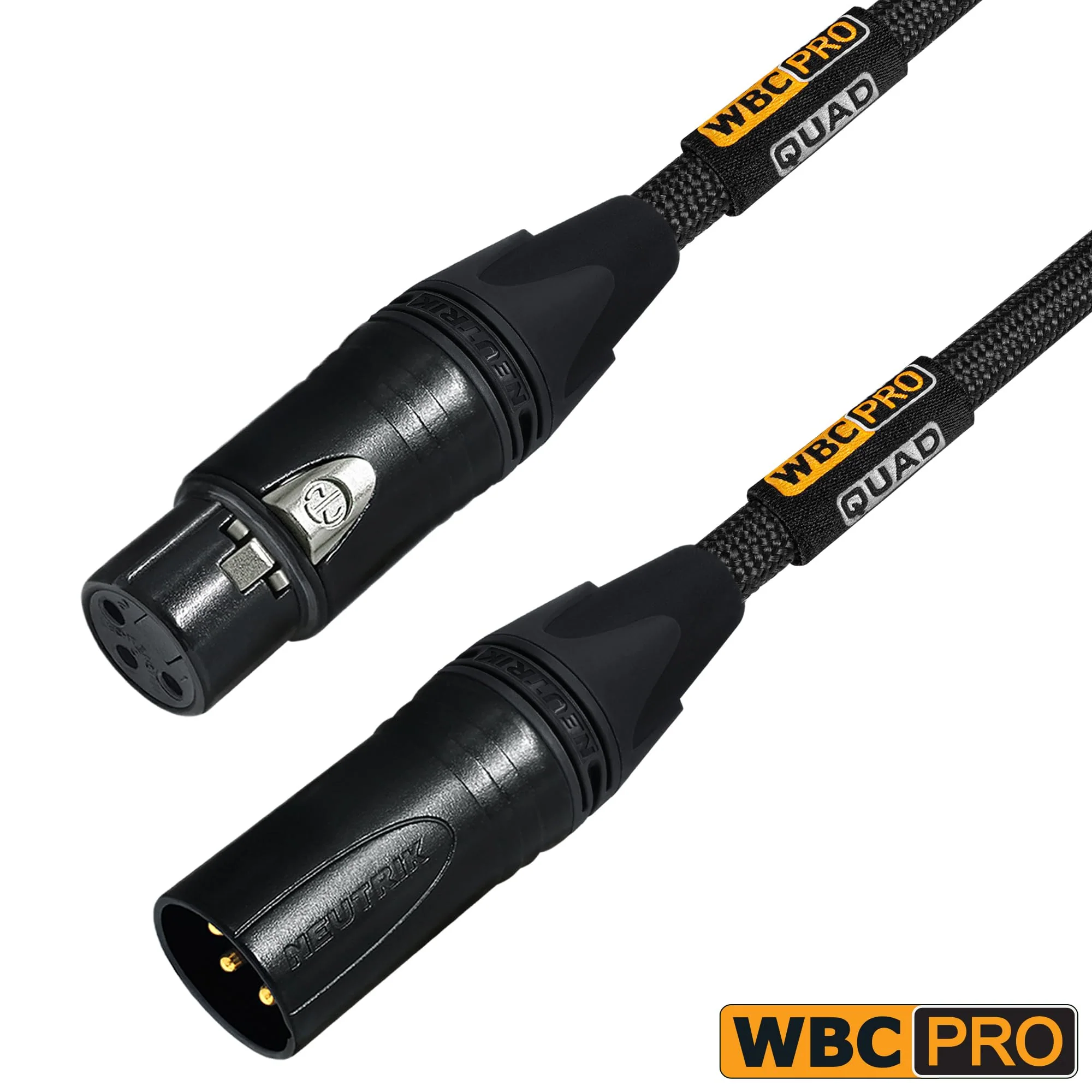 2 Units - 5 Foot - WBC-PRO-Quad Ultra-Silent Ultra-Flexible Balanced Star-Quad Cable with Neutrik Male & Female XLR Plugs & Black Tweed Jacket - Image 5