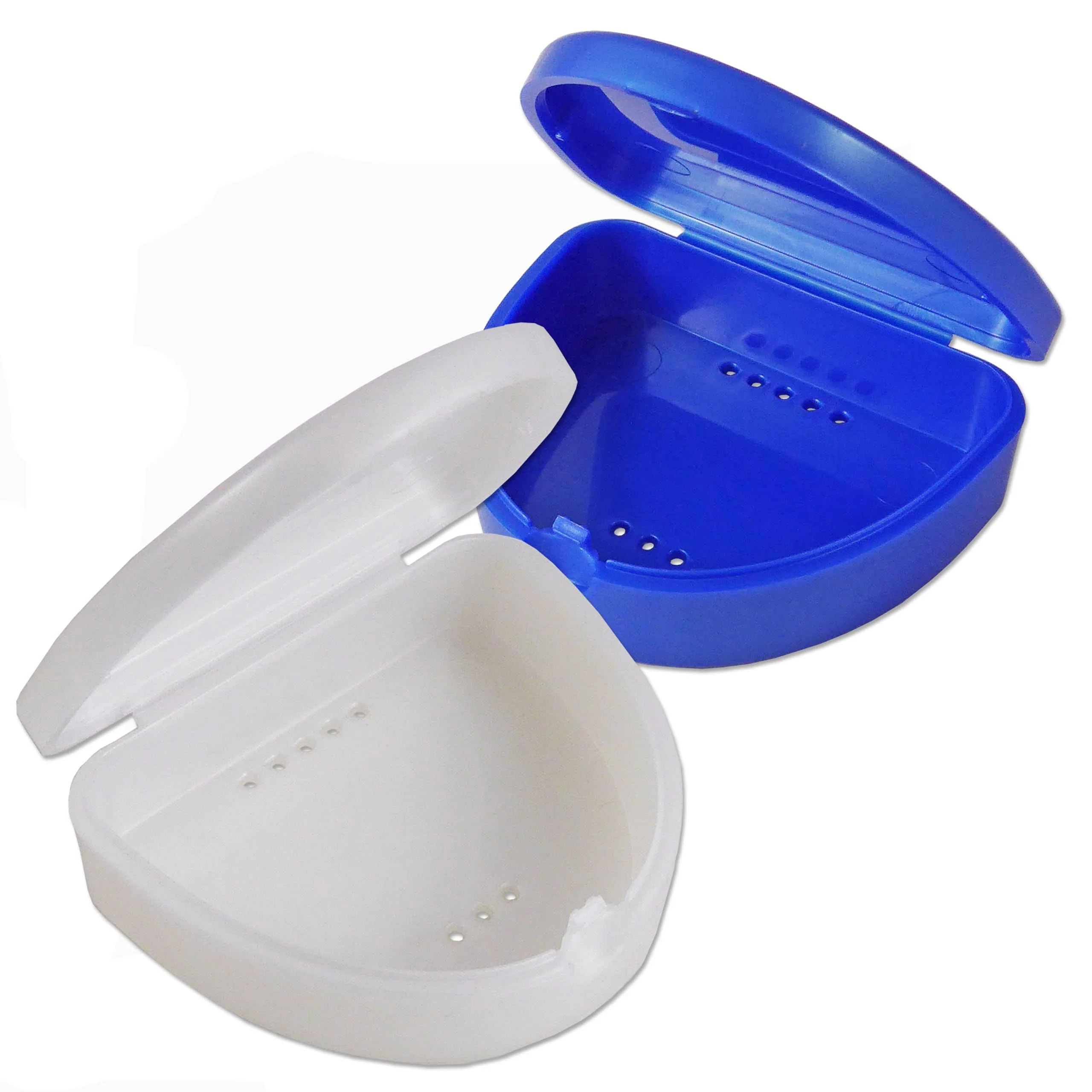 2 x Slim Orthodontic Case - Box for Braces, Whitening Splints, Dentures & More (Blue & White), blue/white, plain