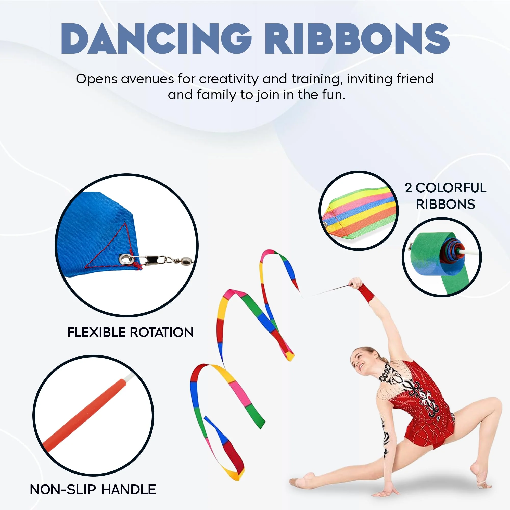 20 inch Twirling Marching Baton in Stainless Steel with Rubberized Ends Mini Shaft 3/8 with 2 Dancing Ribbons (20 Inch) 20 Inch - Image 3
