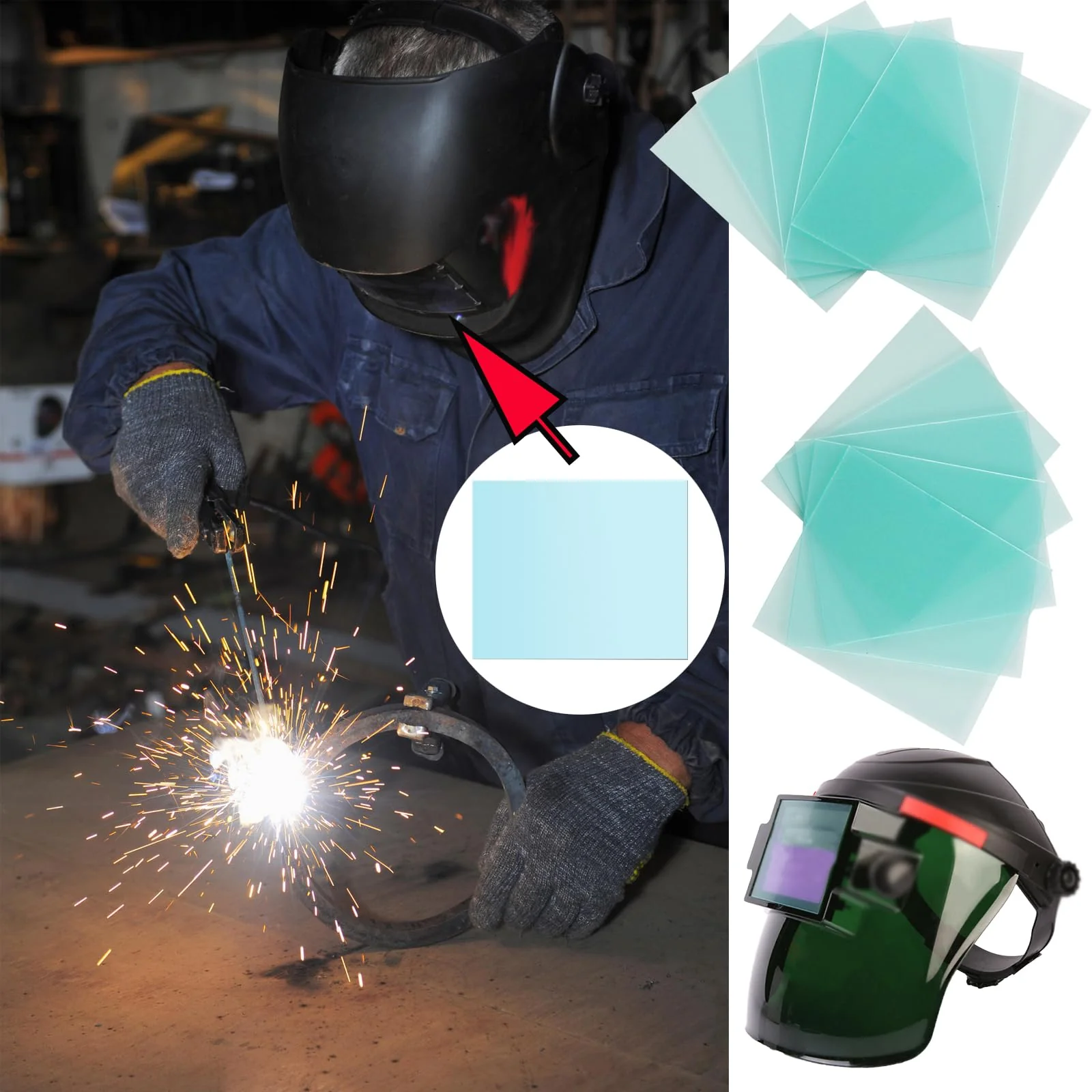 20 Pcs Welding Protective Lens Replacement Lens,4.5" x 5.25" x 0.04" Outside Replacement Helmet Clear Lens Covers for Solar Auto Darkening Welding Helmet Hood - Image 4