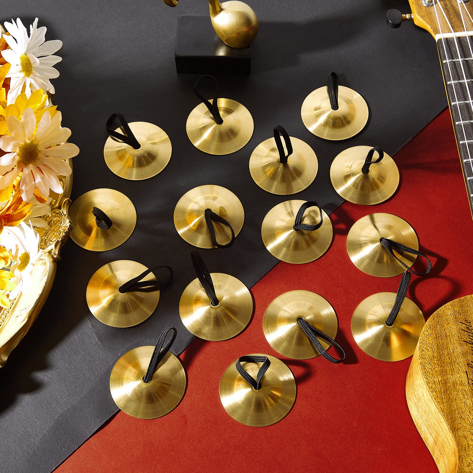 20 Pieces Finger Cymbals Belly Dancing Finger Dancing Finger Zills Musical Instrument for Dancer Party (Gold) Gold - Image 7