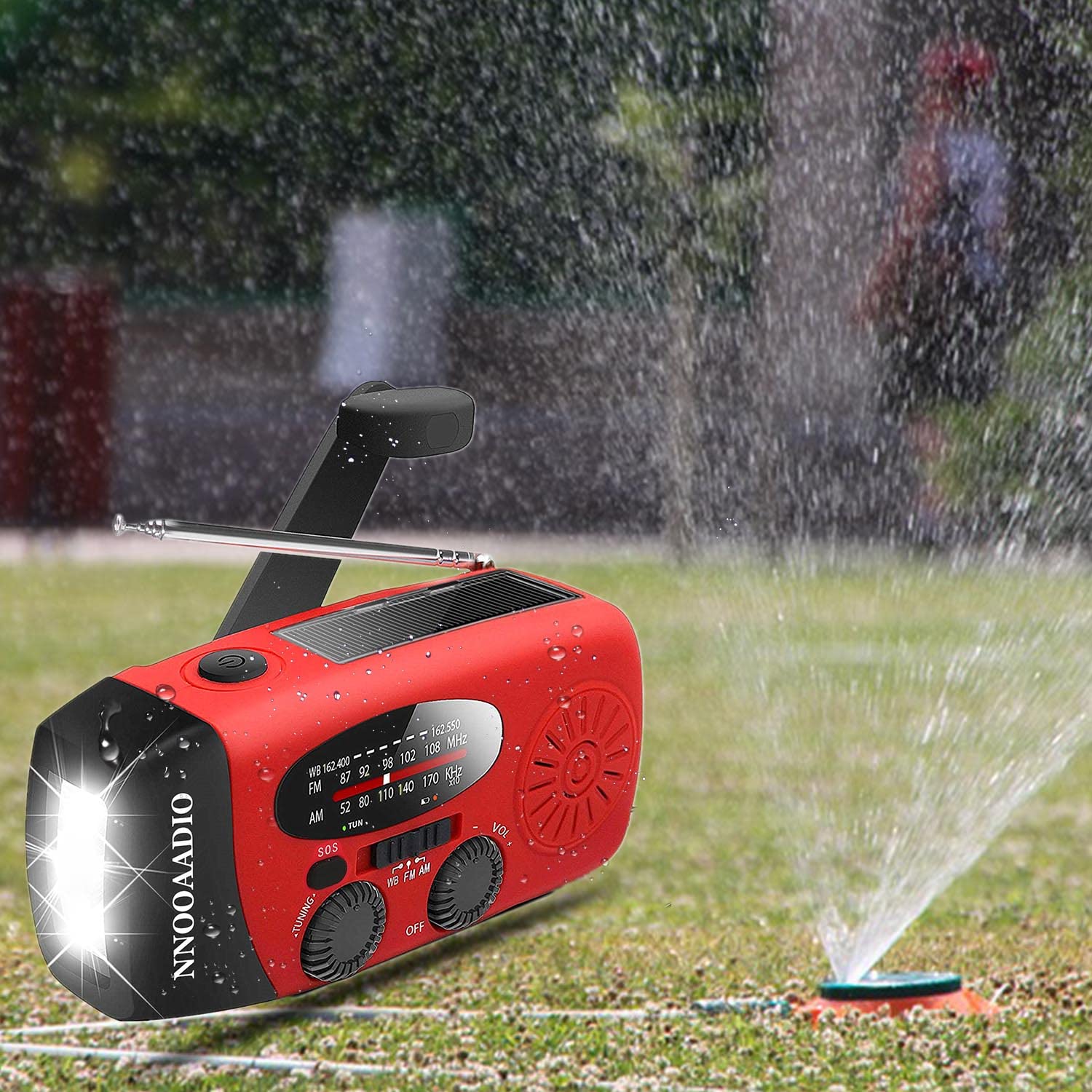 2000mAh SOS Alarm Emergency AM FM Weather Radio, 3LED Type-C Hand Crank Solar Battery Operated Portable Wind Up Radio Flashlight, Cell Phone Charger Survival Kit (Red) - Image 8