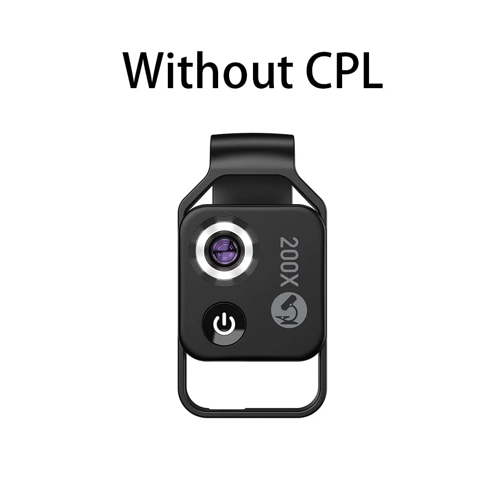 200X Magnification Microscope Lens withCPL Mobile LED Light Micro Pocket Macro Lenses for iPhone Samsung All Smartphones (Black Without CPL) Black without CPL - Image 2