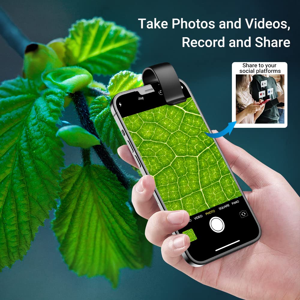 200X Magnification Microscope Lens withCPL Mobile LED Light Micro Pocket Macro Lenses for iPhone Samsung All Smartphones (Black Without CPL) Black without CPL - Image 5