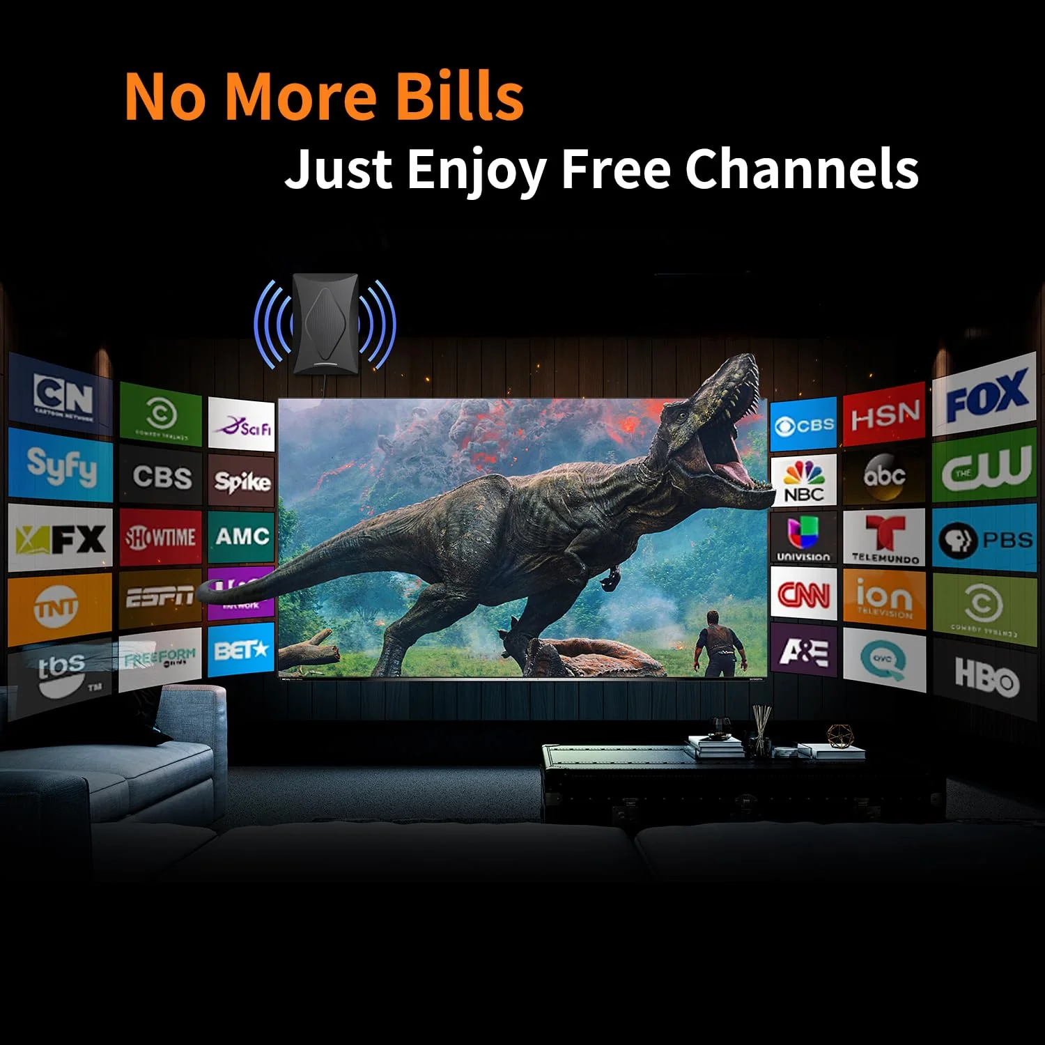 2024 Release TV Antenna for Smart TV, 1000+ Miles Long Range Digital TV Antenna Indoor Ourdoor with Amplifier Signal Booster - Support 360° Reception 4K 1080p HD VHF UHF for All Smart/Old TVs - Image 4
