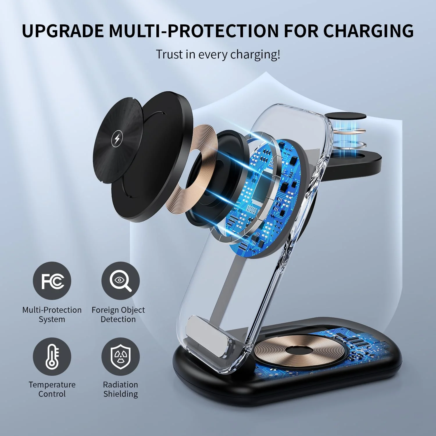 2024 Version 3 in 1 Wireless Fast Charging Station for iPhone Apple Watch,Foldable Charger Stand Dock Multiple Devices for 15/14/13/12,iWatch Ultra/SE/9/8/7/6/5/4/3/2/1, Air Pods 3/2/Pro (White) white - Image 4