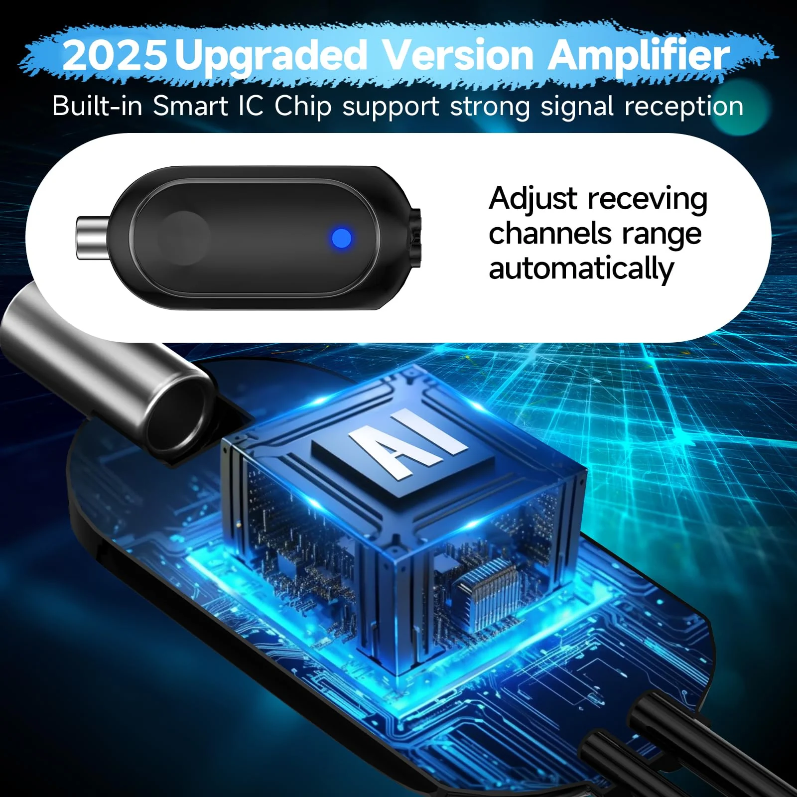 2025 Strongest Digital TV Antenna, 1600+Miles Range TV Antenna for Smart TV Indoor, 360° Reception TV Antenna Indoor with Amplifier Signal Booster Support 4K 8K 1080p All TV's-36ft Thick Coaxial Cable AN-5004 - Image 2