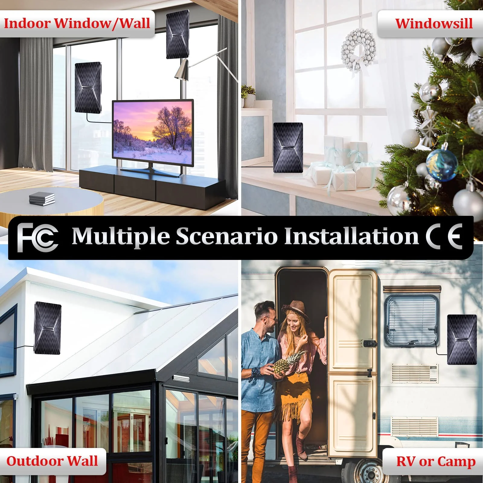 2025 Upgraded TV Antenna for Smart TV, 1600+ Miles Range Digital TV Antenna Indoor, HDTV Antenna for Local Channels with Best Signals Amplified - Support 4K 8K 1080p All TV's-38FT Coax Cable black - Image 2
