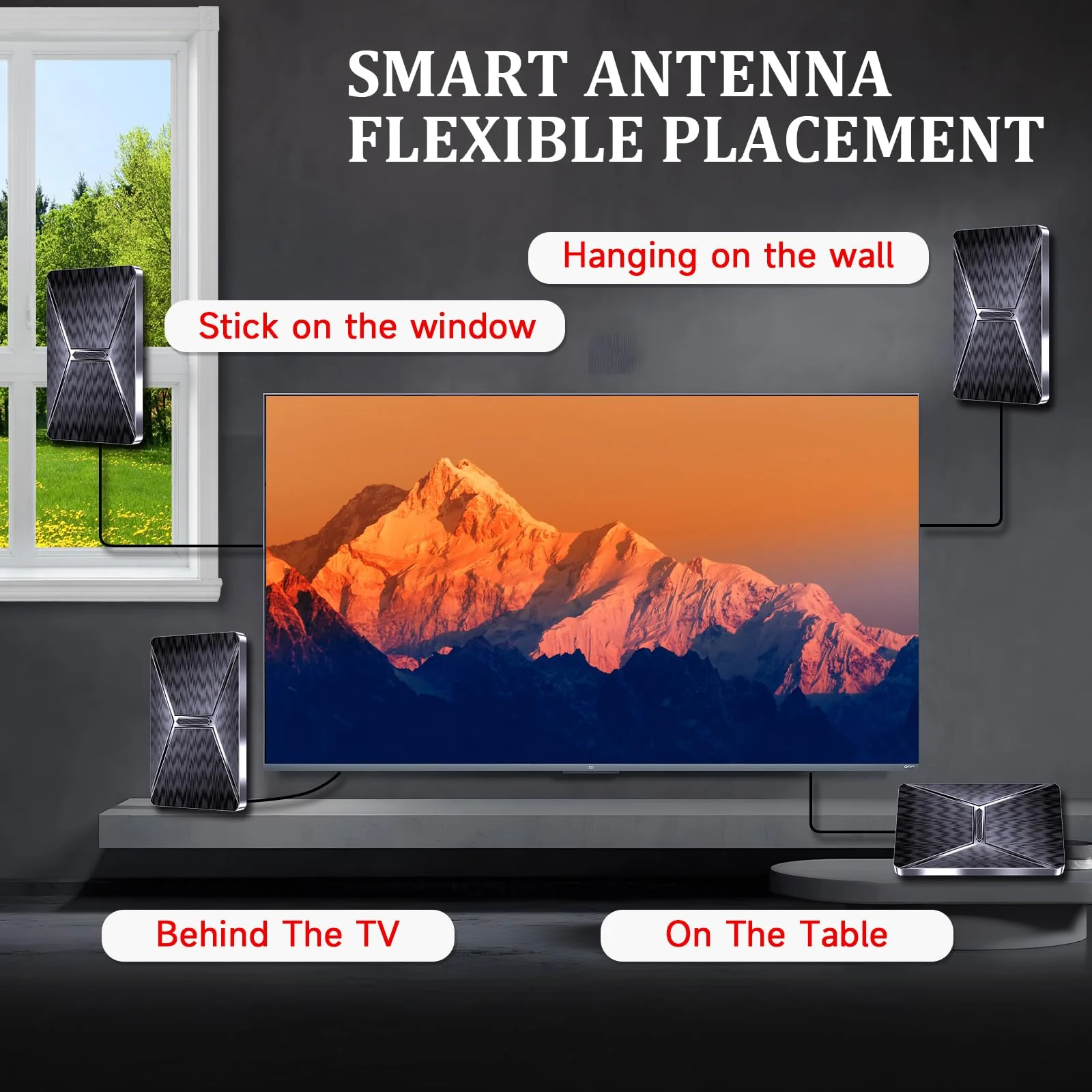 2025 Upgraded TV Antenna for Smart TV, 1600+ Miles Range Digital TV Antenna Indoor, HDTV Antenna for Local Channels with Best Signals Amplified - Support 4K 8K 1080p All TV's-38FT Coax Cable black - Image 8