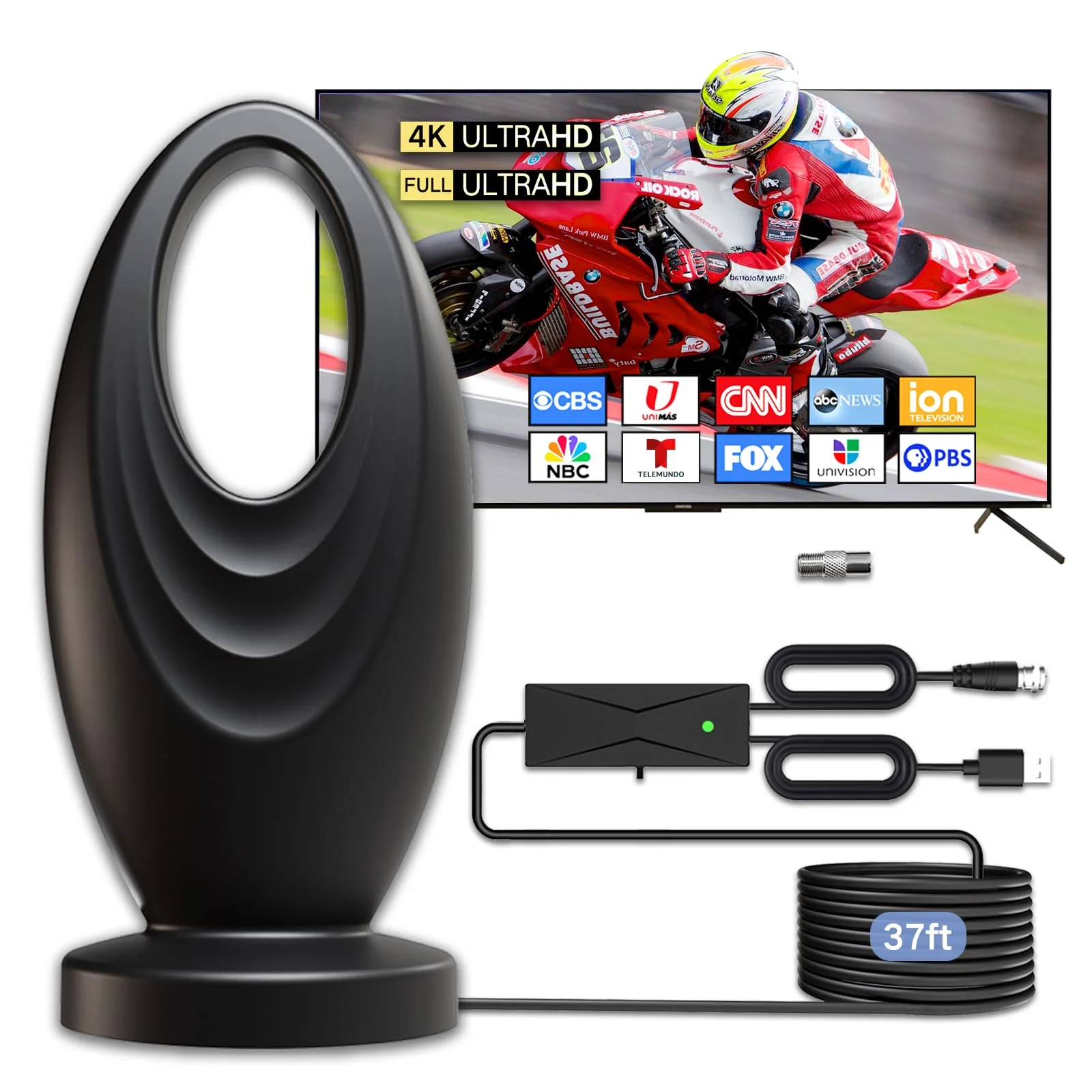 2026 TV Antenna for Smart TV and Old TV, 2200+ Miles Range HD Digital TV Antenna Indoor with 360° Signal Strongest Booster, Supports Local Channels 1080P 4K Reception for Home, RV, Camping (33ft) 33ft