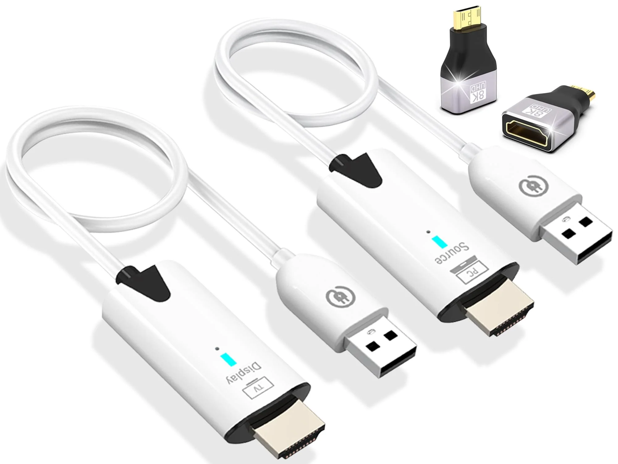 2026 Upgrade Wireless HDMI Transmitter and Receiver 328FT/100M, 4K Decode 1080P@60Hz Ultra HD Extender Kit Display Adapter, Plug & Play 5G+2.4G for Video/Audio to Monitor from TV Box/Laptop/Projector White