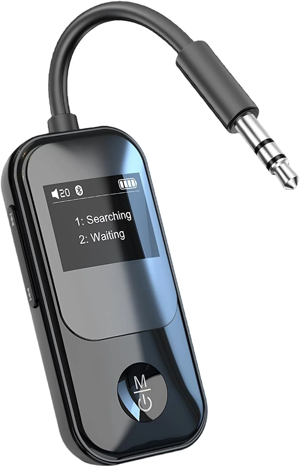 2026 Upgraded Bluetooth 5.3 2-in-1 Audio Adapter, Dual Link for 2 AirPods/Headphones, OLED 3.5mm AUX Transmitter Receiver for Airplane, TV, Car (Black) Black