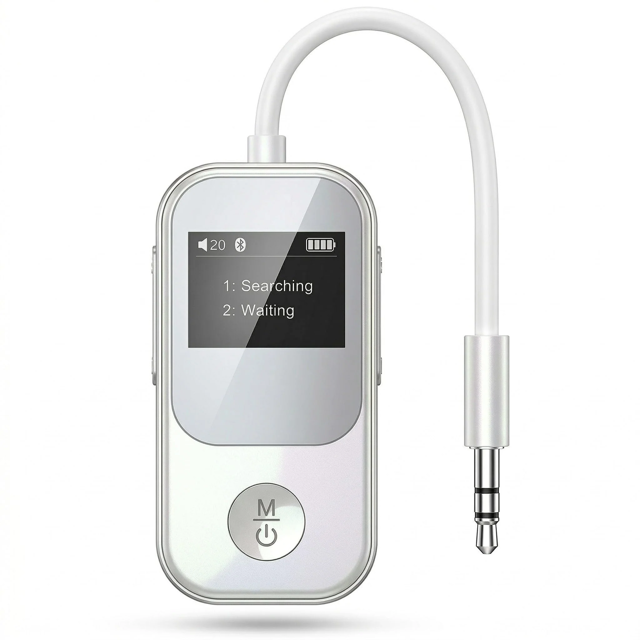 [2026 Upgraded] Bluetooth Transmitter 5.3 Receiver with OLED Display | Dual Connection & Low Latency | Wireless Aux Bluetooth Adapter for TV, Airplane, Headphone, Airpods, Speaker, Car (Silver) Silver