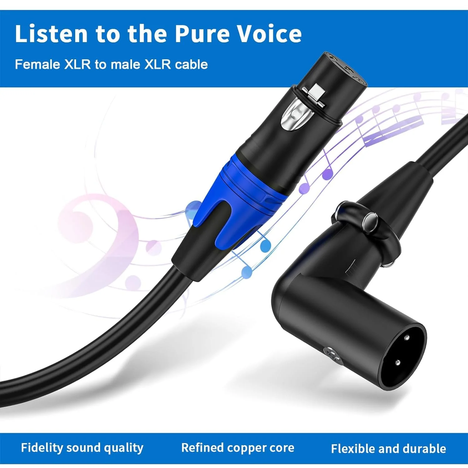 (20FT / 2 Pack) XLR Right-Angle Male to Straight Female Microphone Extension Cable, for Powered Speakers,Audio Interface or Mixer for Live Performance & Recording XLR Right-Angle Male-20FT - Image 5