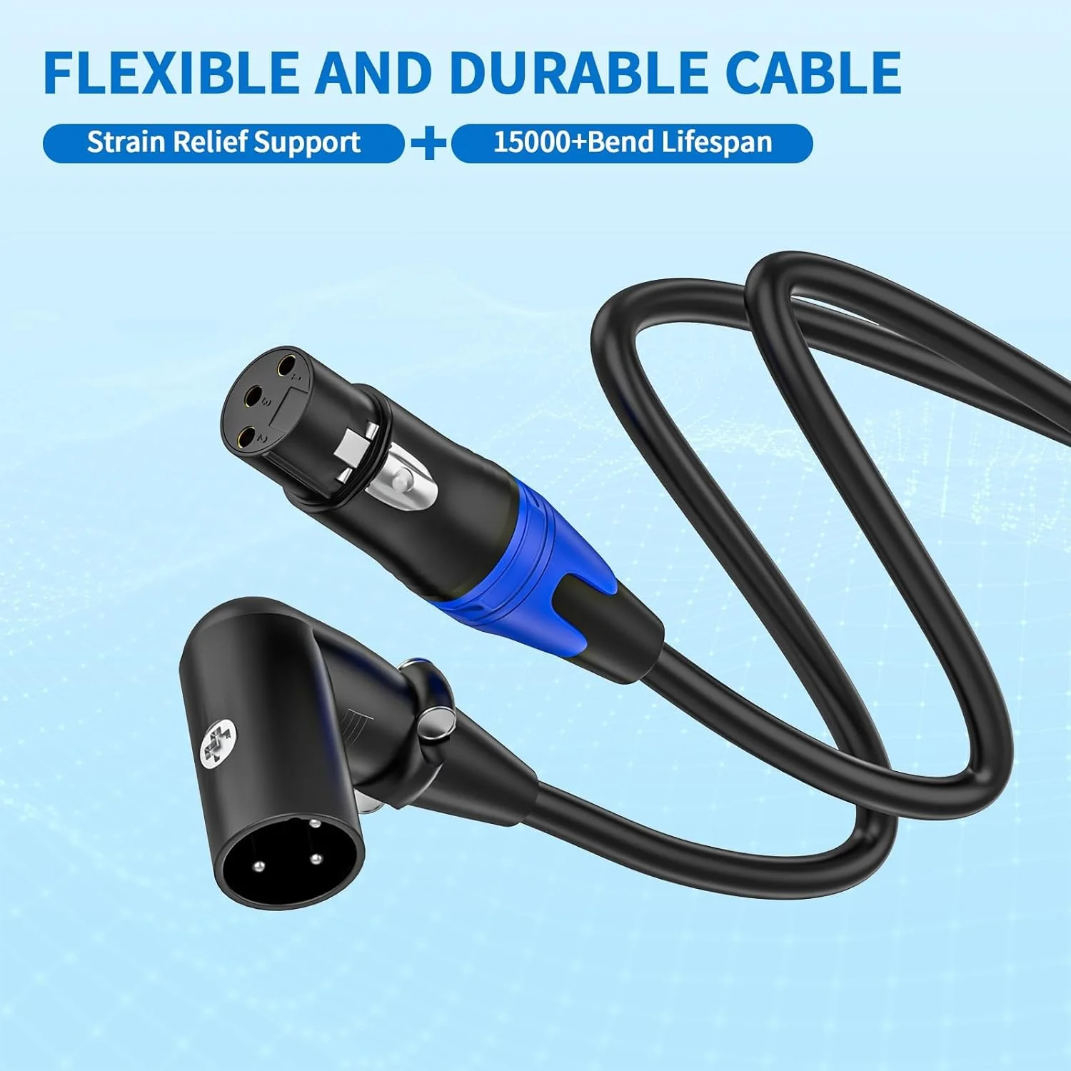 (20FT / 2 Pack) XLR Right-Angle Male to Straight Female Microphone Extension Cable, for Powered Speakers,Audio Interface or Mixer for Live Performance & Recording XLR Right-Angle Male-20FT - Image 6
