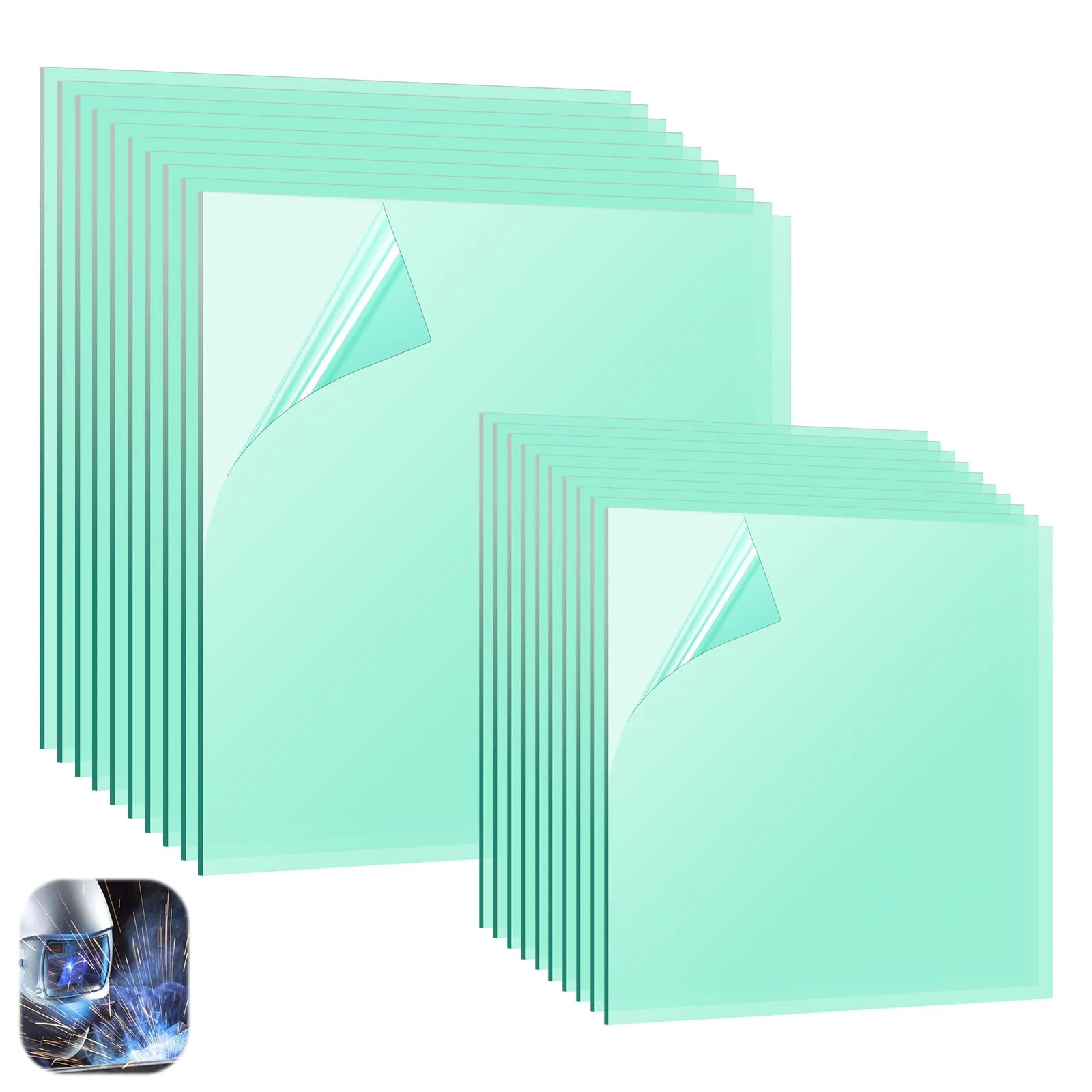 20Pcs 3350 Series Welding Helmet Cover Lens Fits for Lincoln Electric Viking, Inside Outside Helmet Hood Replacement Clear Cover Len 3.7" x 3.5" x .04", 4.5" x 5.25" x .04"
