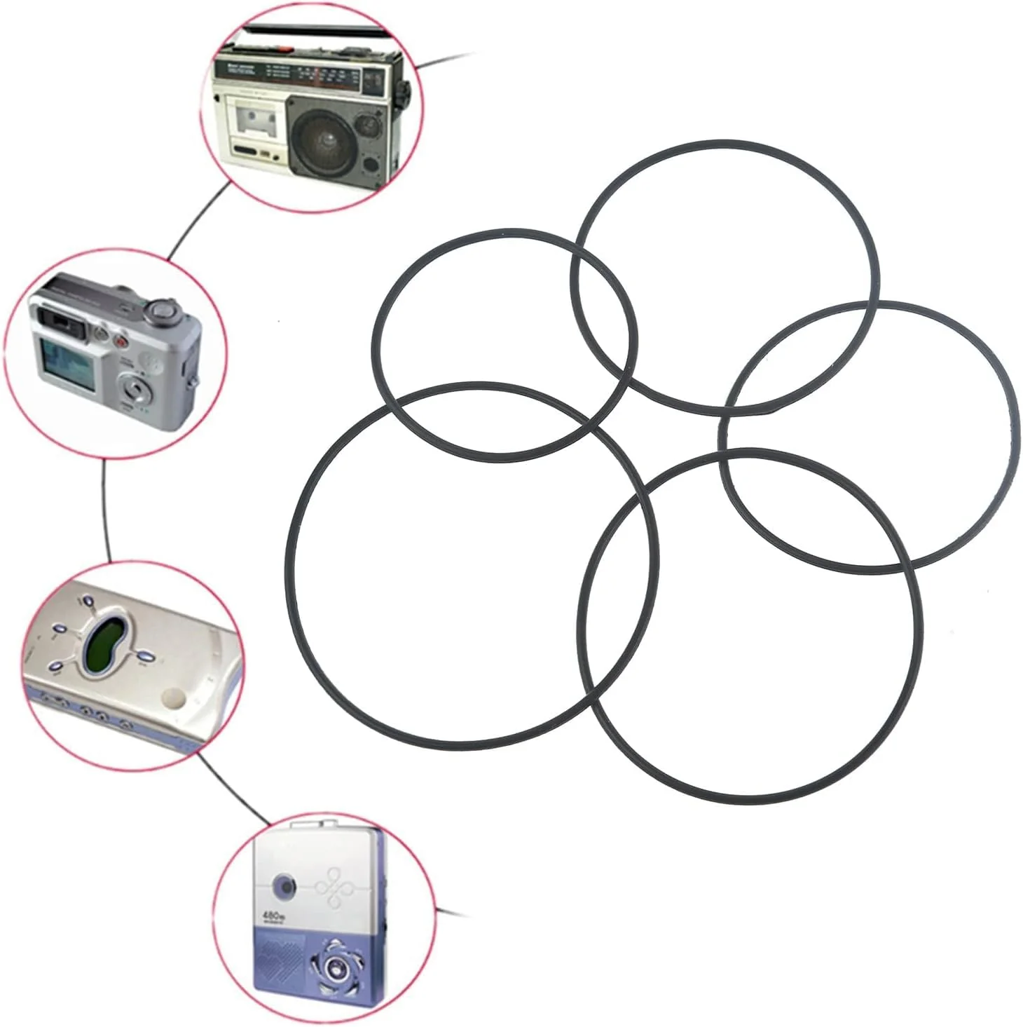 20Pcs Black Recorder Rubber Belts 1.5mm Round Cassette Recorder Repair Maintenance Belt Video Accessories Cassette Belt Replacement Round, Tape Decks - Image 3