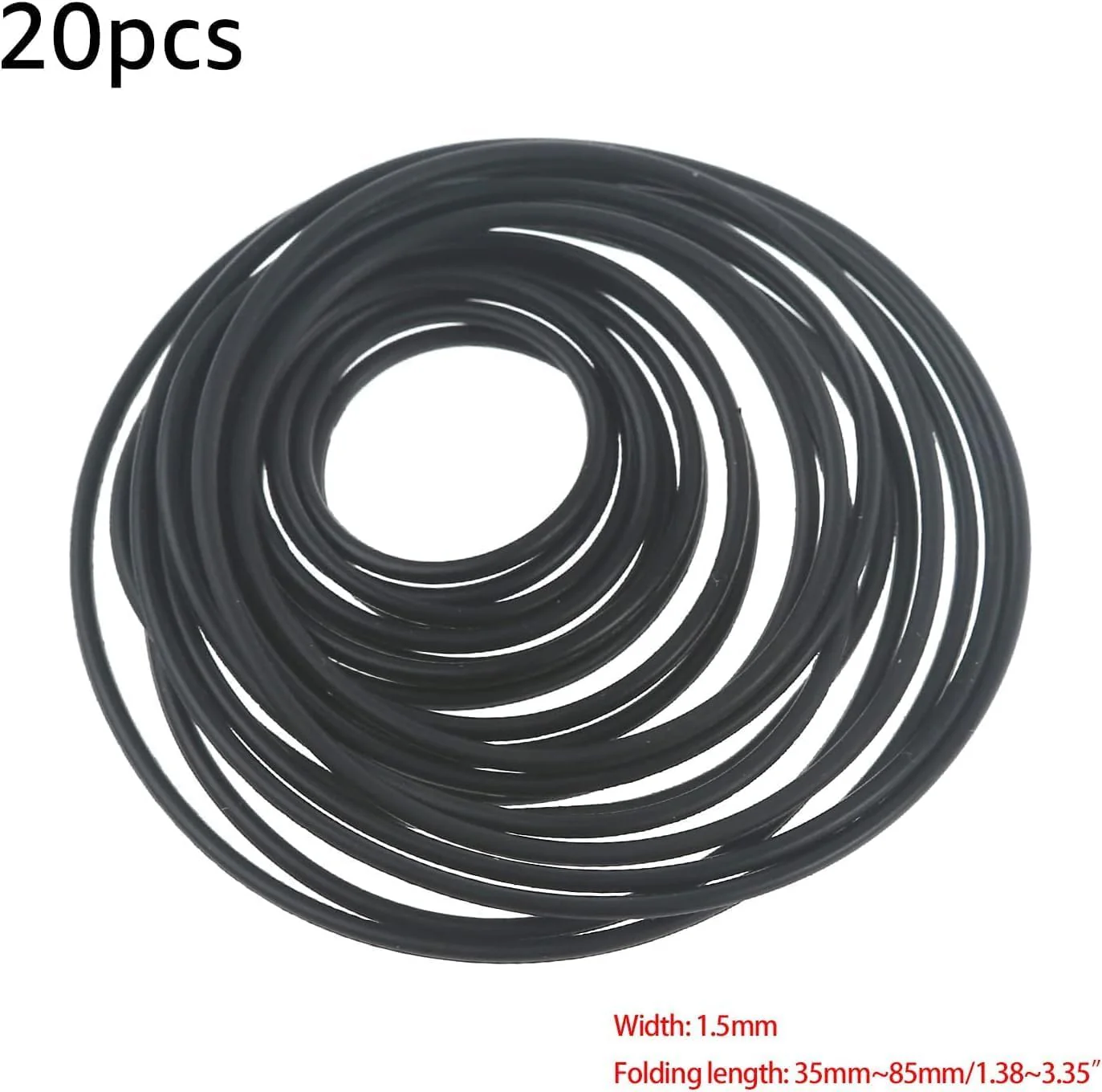 20Pcs Black Universal 1.5mm Cassette Tape Machine Belt Drives Belts Tape Machine Bands for Repair Maintenance Cassette Belt Replacement Round Tape Decks Stereo System Components CD and Tape Players - Image 2