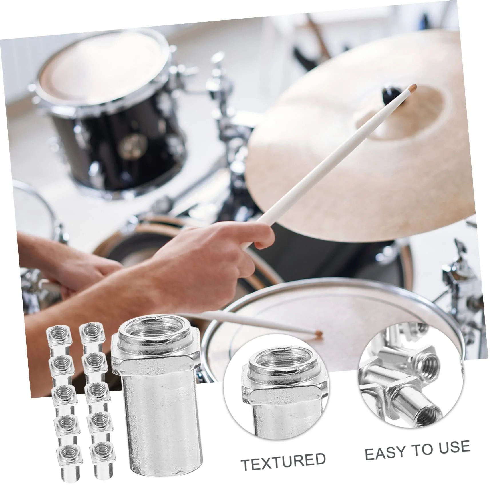 20pcs Metal Guitar Floor Roller Electric Guitar Tuner Drum Stand Sleeve Spare Part for Tom Lug Drum Swivel Nuts Swivel Nuts for Tom Lug Drum Accessory Floor Drum Accessory Screw M5 1.5x0.9cm 0.6mm - Image 2