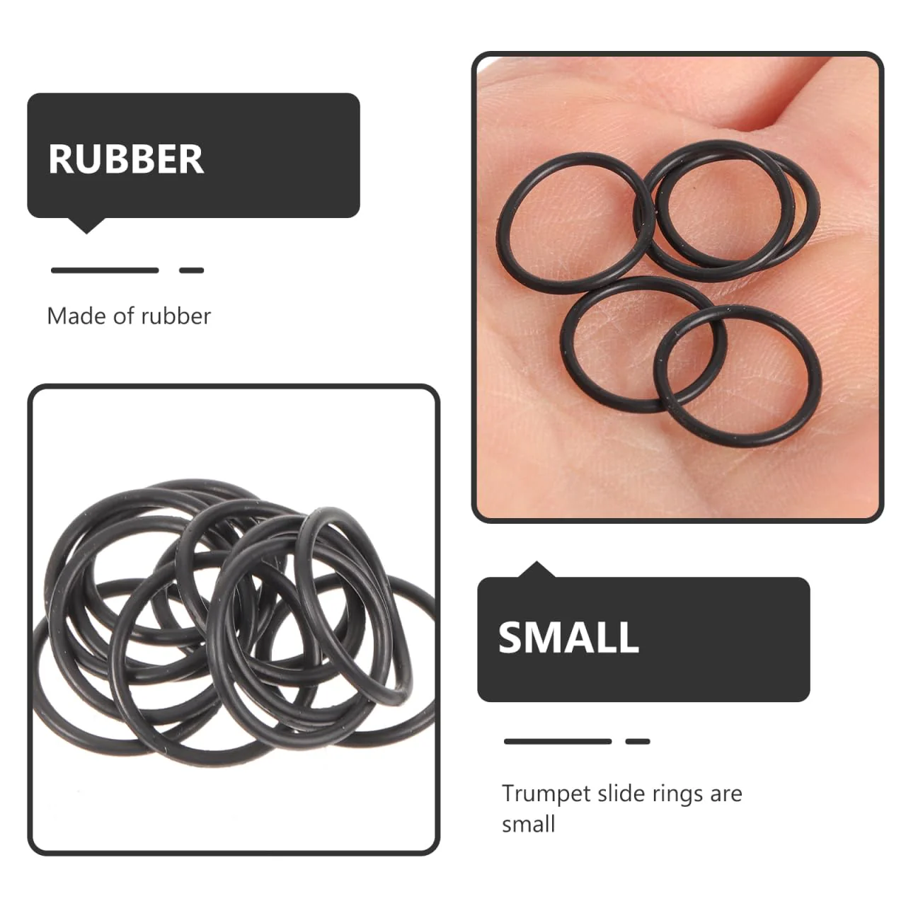 20pcs Small Rubber Aprons Trumpet Replacement Rings Rubber Stop Rings Bumper Stopper O-Rings Trumpet Instrument Rings Trumpet Slide Bumper Trumpet - Image 3