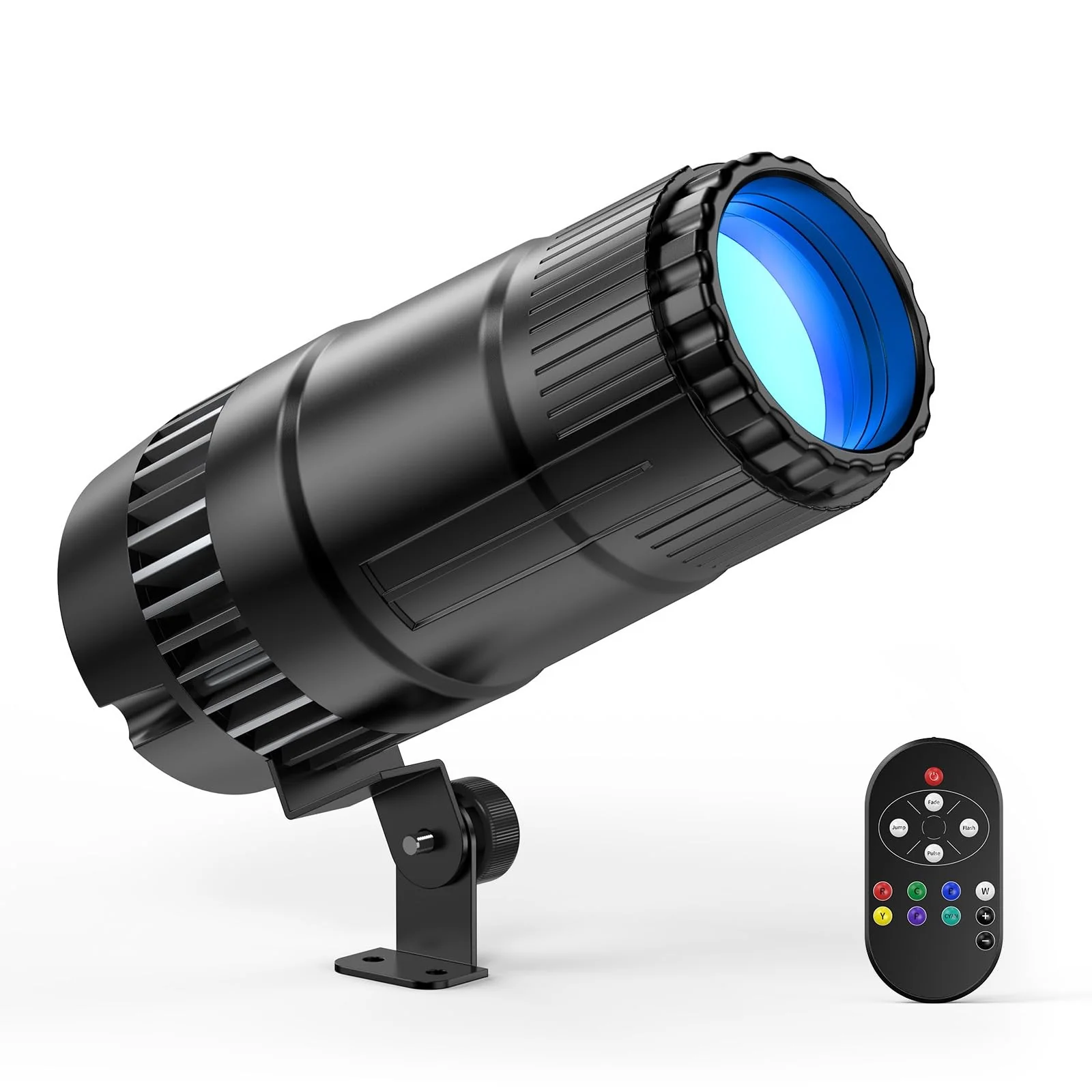20W Pinspot Light with Remote,RGBWYP+Cyan LED Beam Spot Lights,Ultra Bright Mirror Disco Ball Spotlight Stage Light for DJ Disco Party Bar Club Show Wedding Children's Theater Black 1 Pack
