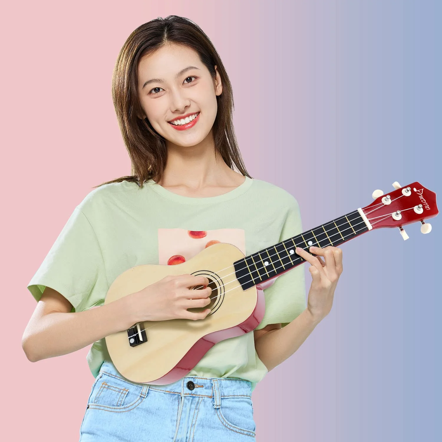 21 inch Soprano Ukulele Basswood Acoustic Mini Guitar for Beginner Starter with Case Strap Tuner Picks Strings Primary Tutorial Black - Image 2