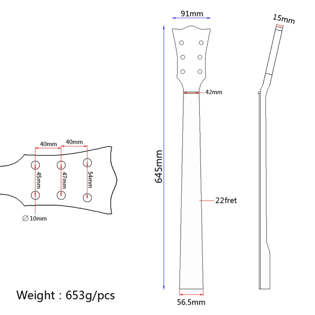 22 Fret Guitar Neck Maple Rosewood Fingerboard with Binding Inlay for Lp Electric Guitar Neck Replacement Gloss Black - Image 7
