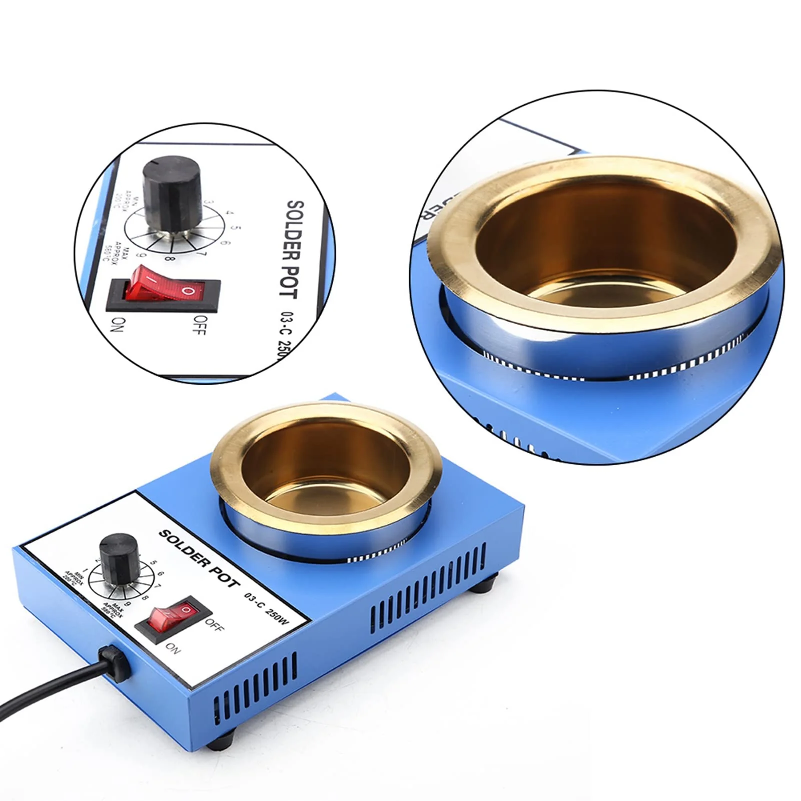 220 V Soldering Pot Stability Heating Desoldering Bath for Casting Melting Melting Refining (EU Plug) (250 W) 250W - Image 7