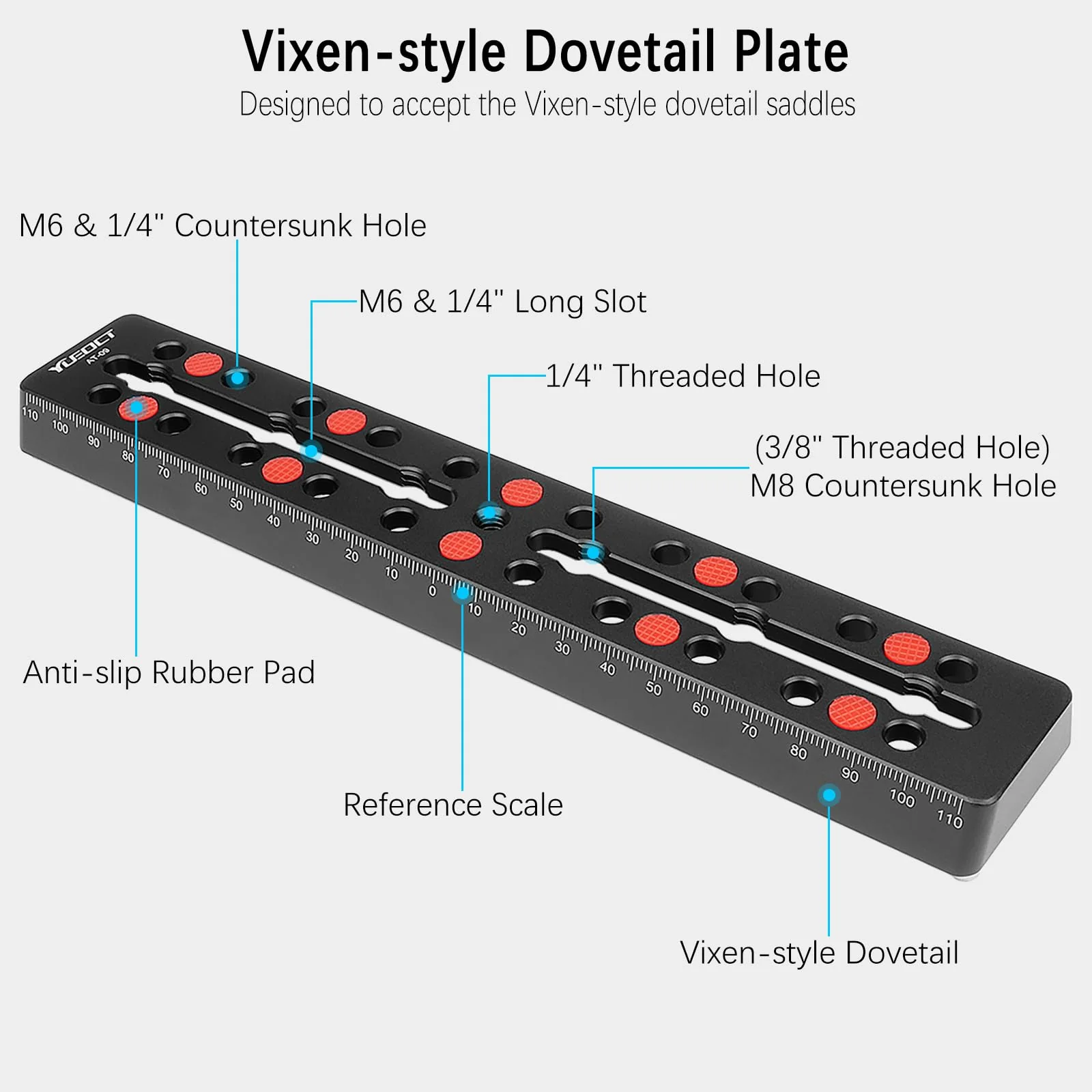230mm/9.05" Telescope Rail Bar Vixen Style Dovetail Mounting Plate, with M6 1/4" 3/8" Camera Screw for Telescope Saddle Mount Base OTA Equatorial Head Tripod Adapter Sky Astrophotography - Image 2