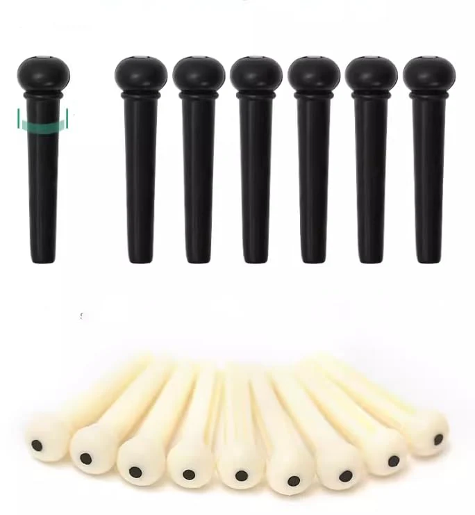 24 Pcs Acoustic Guitar Bridge Pins Guitar Saddle Nut 6 Strings Nail Pegs Fixed Cone acoustic Guitar Pegs Replacement Parts Tool ，Ivory & Black